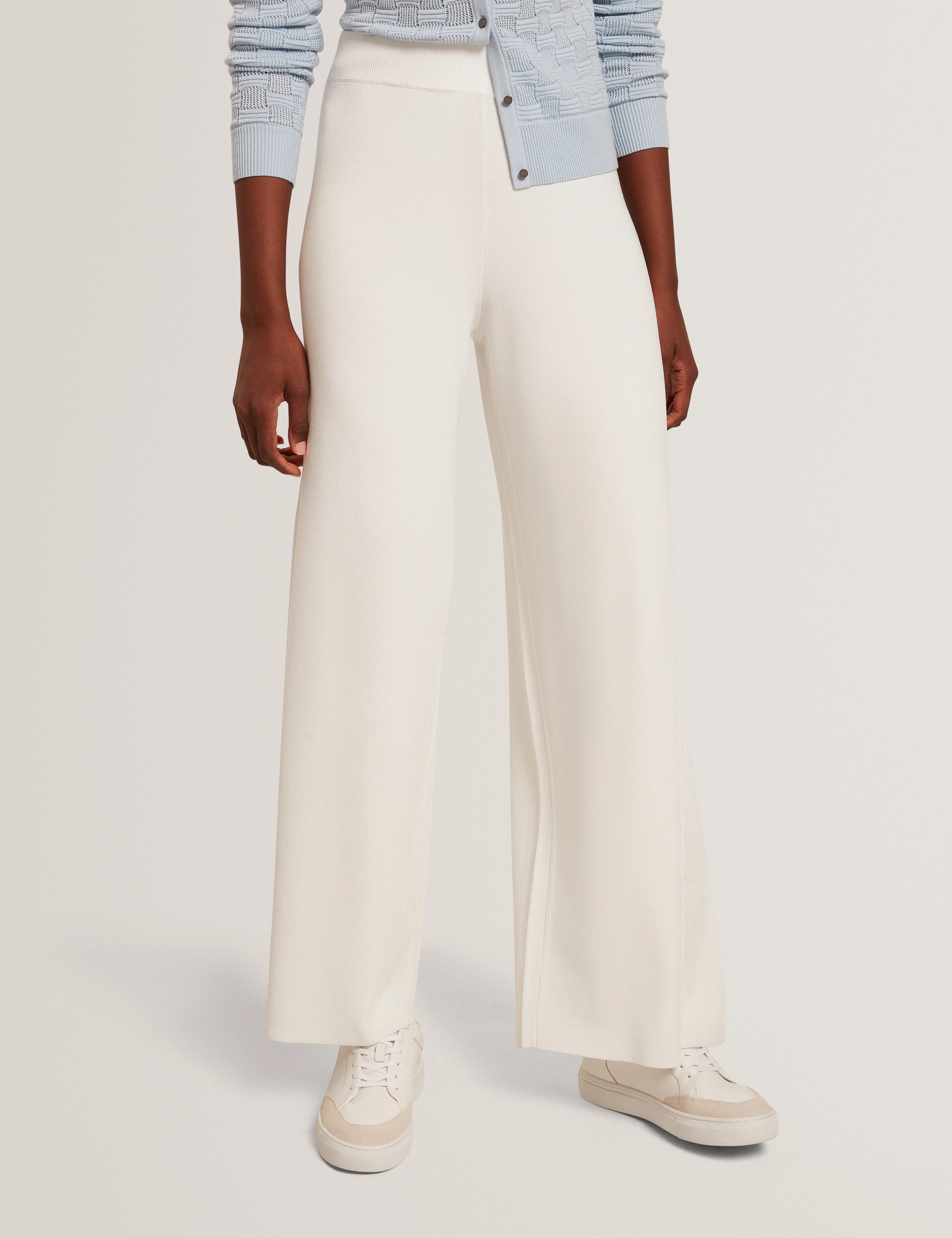 Matilli Wide Leg Knit Trouser Ivory - Image 4