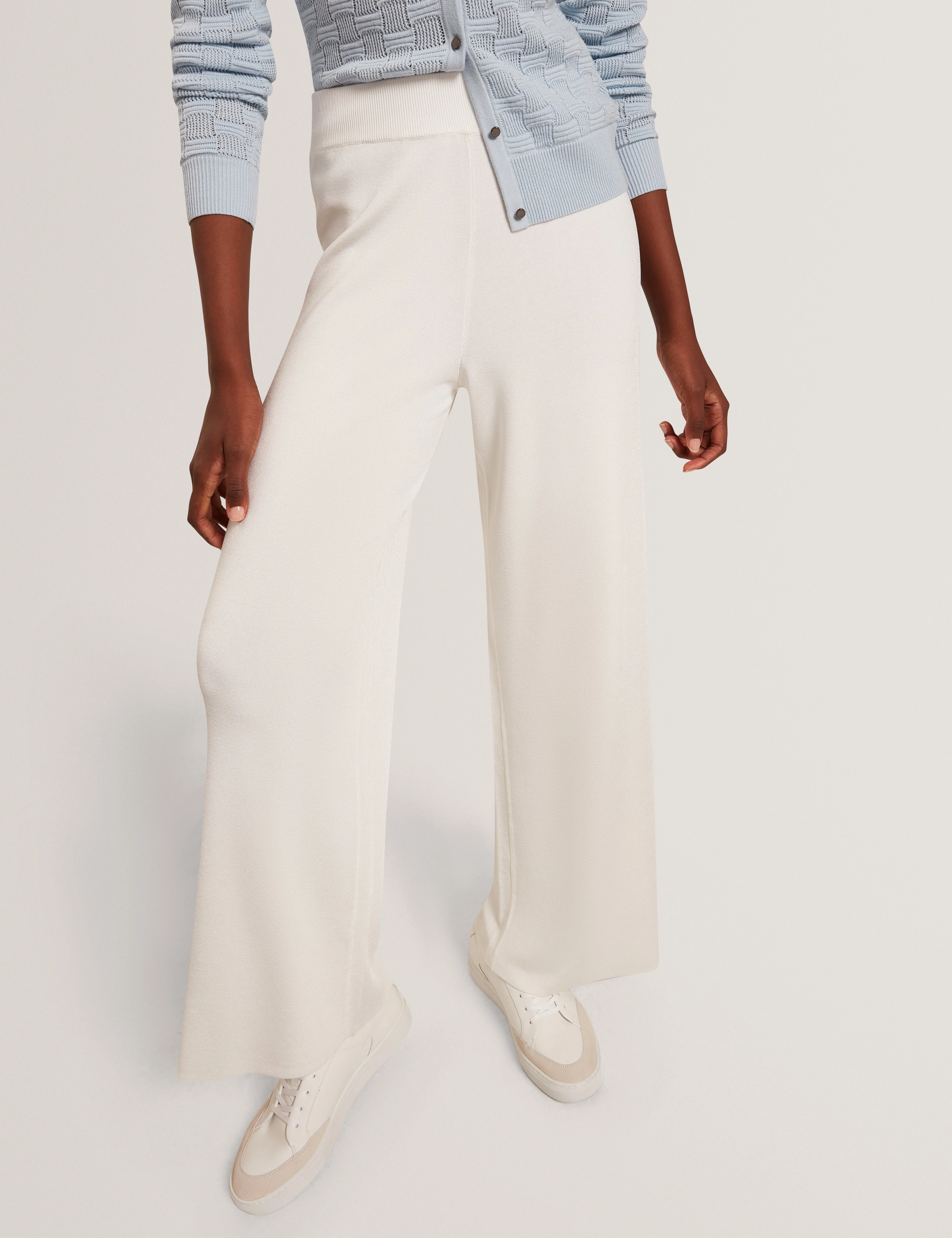 Matilli Wide Leg Knit Trouser Ivory - Image 6