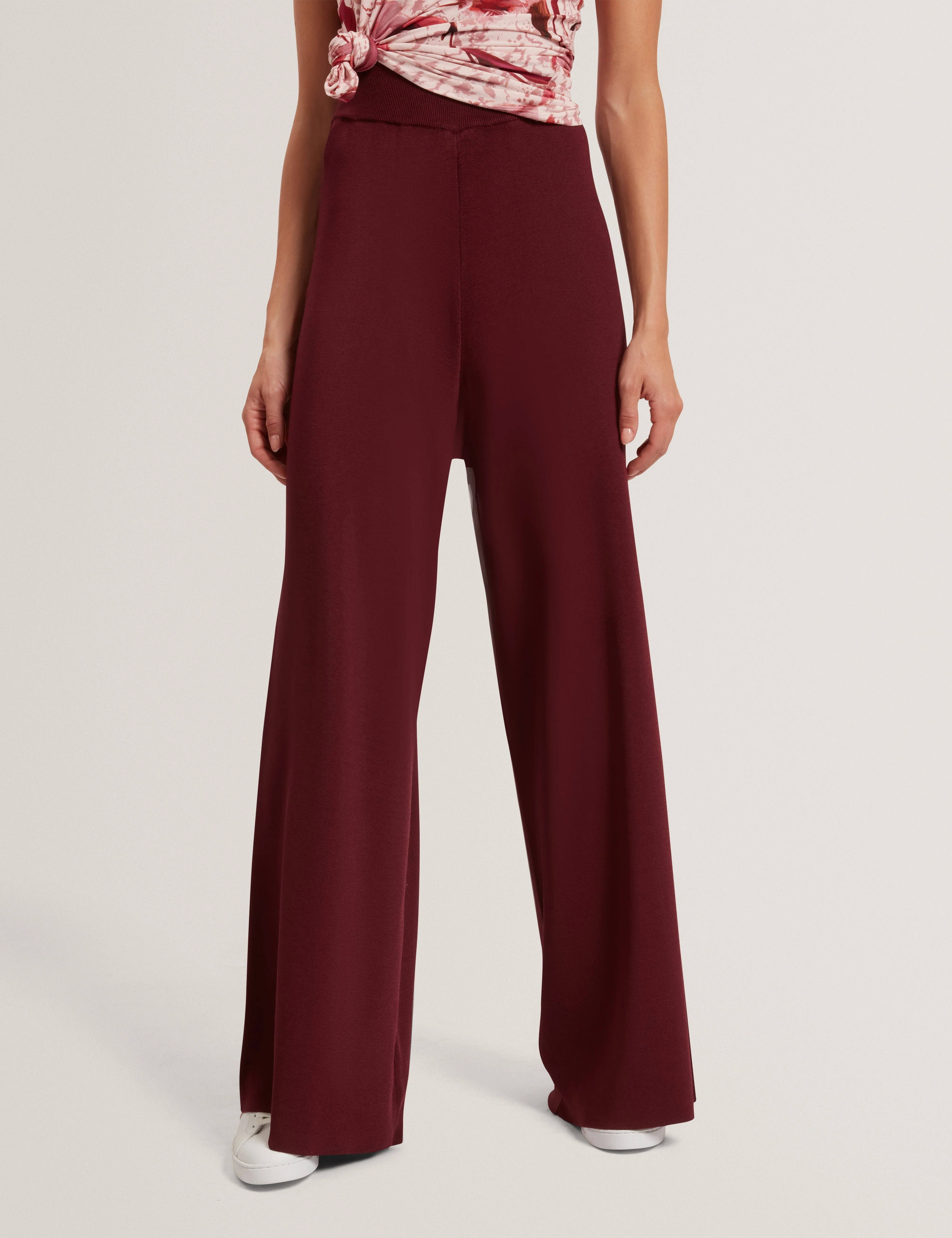 Matilli Wide Leg Knit Trouser Maroon