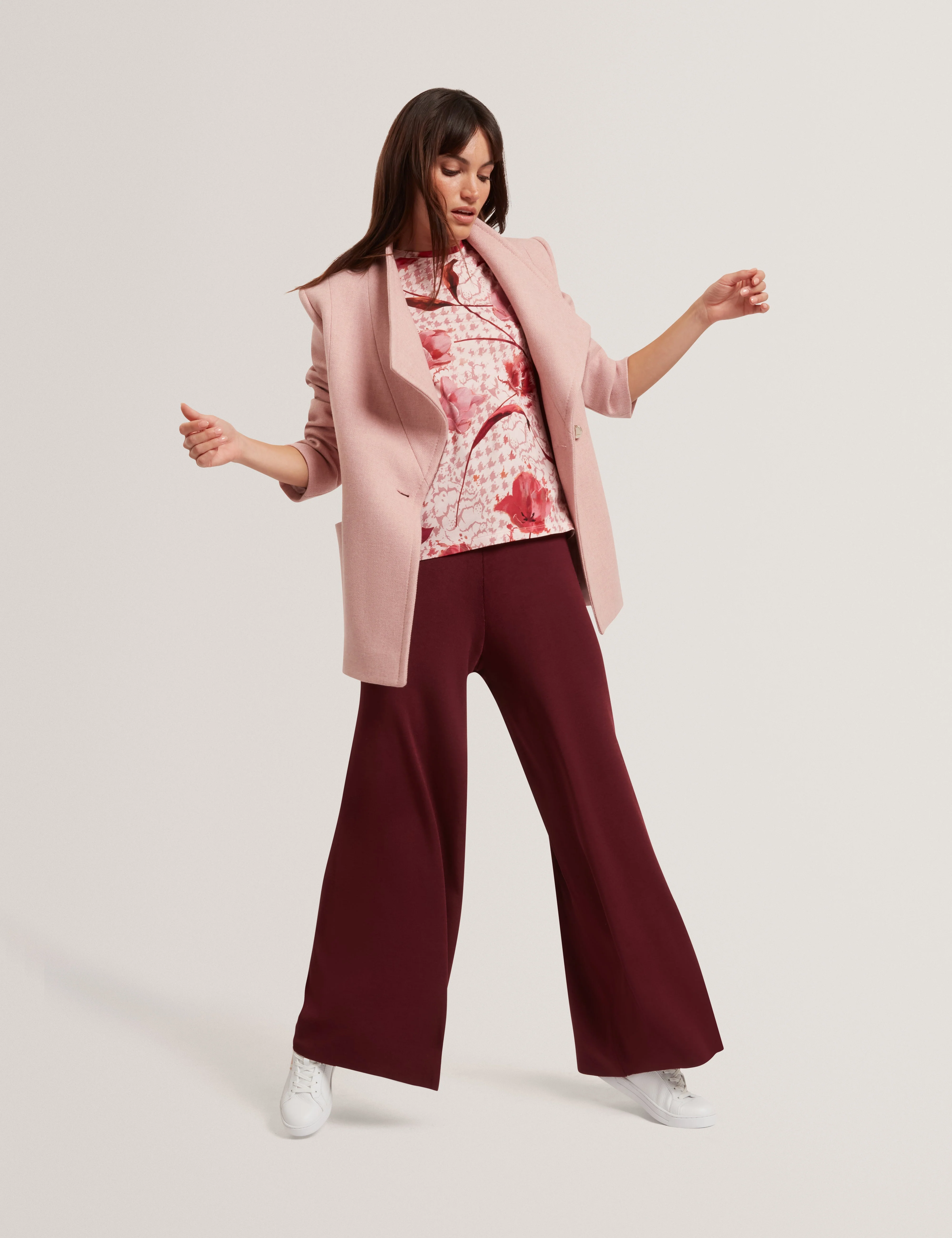 Matilli Wide Leg Knit Trouser Maroon - Image 6