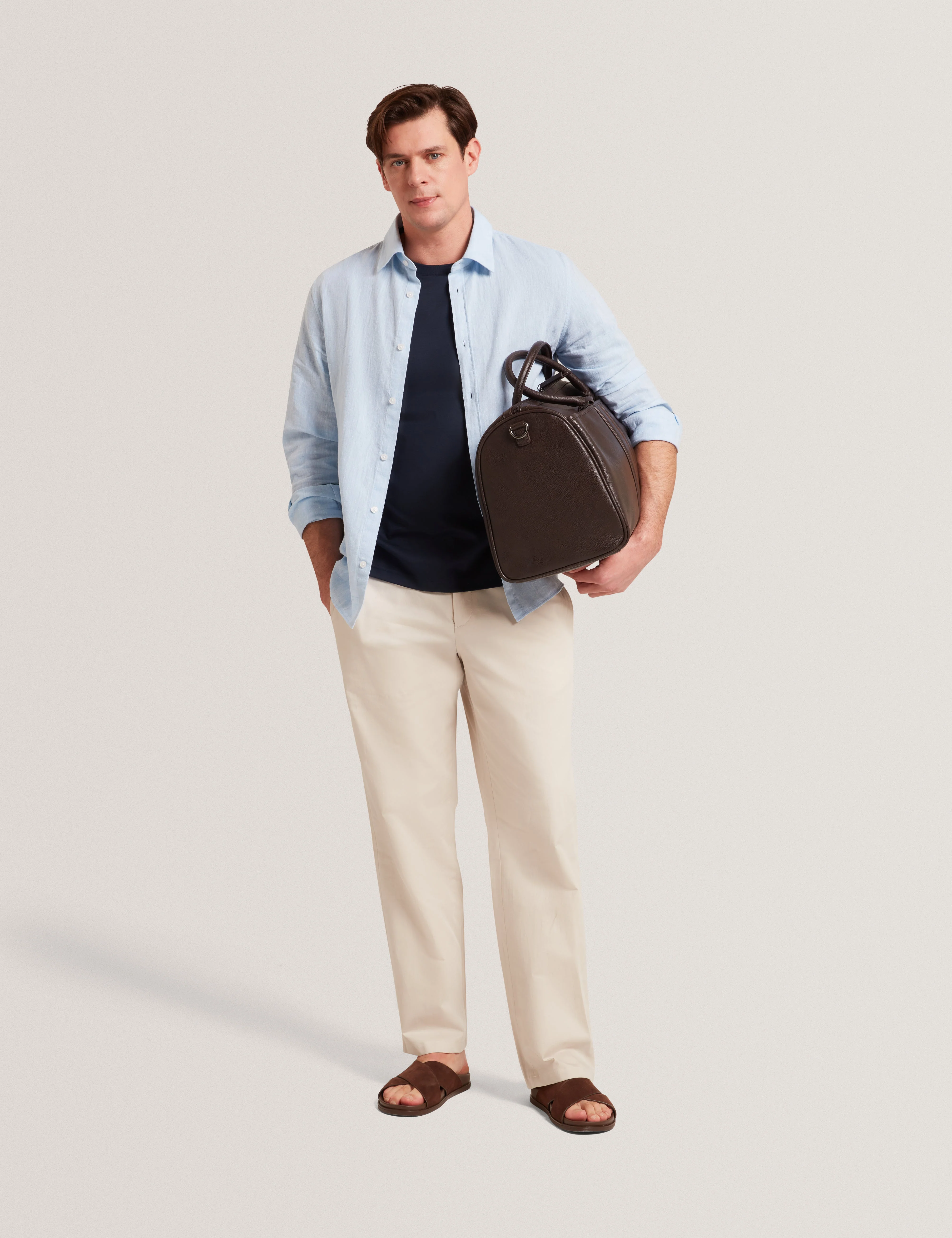 Maurce Straight Leg Linen Blend Trouser Natural - Image 2