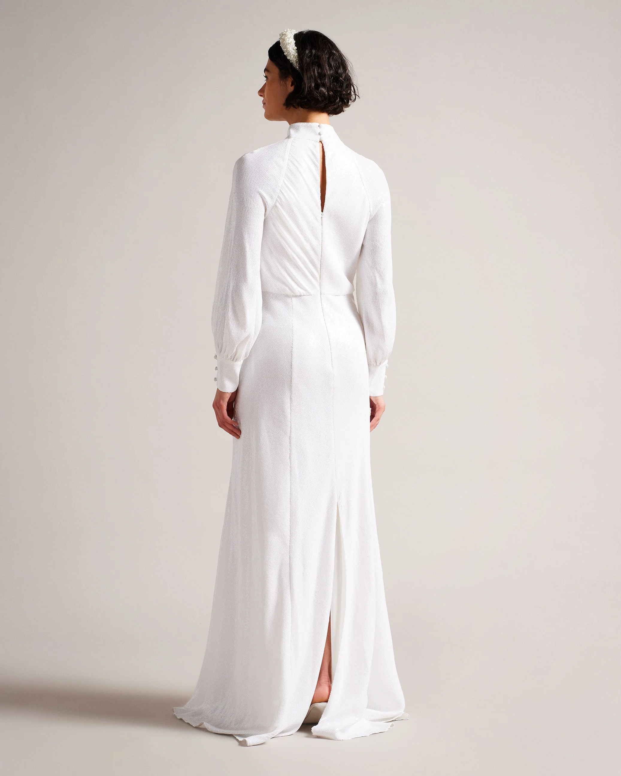 Mayrose Maxi Dress With Blouson Sleeves White - Image 4