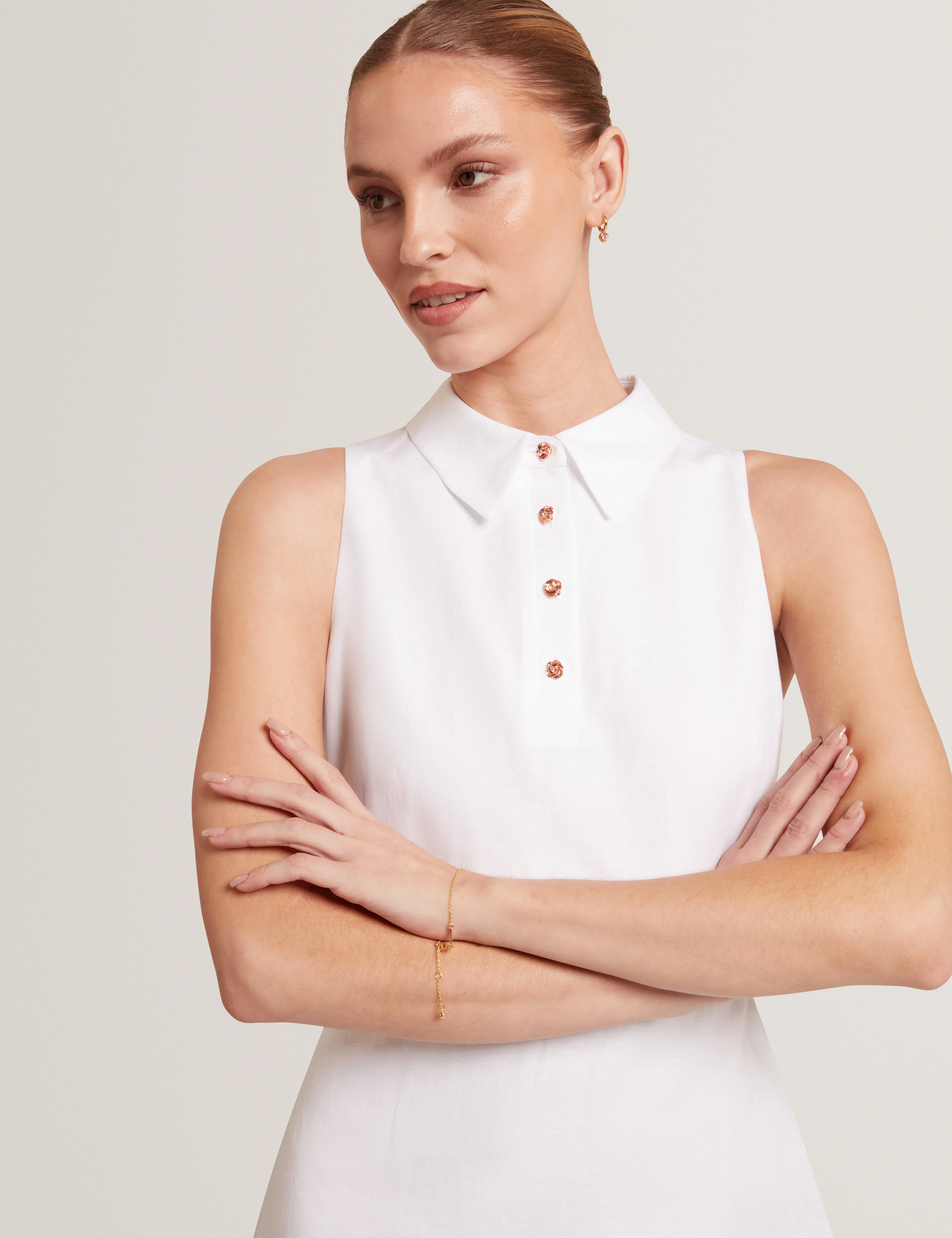 Meeha Sleeveless Midi Polo Dress Ivory - Image 4