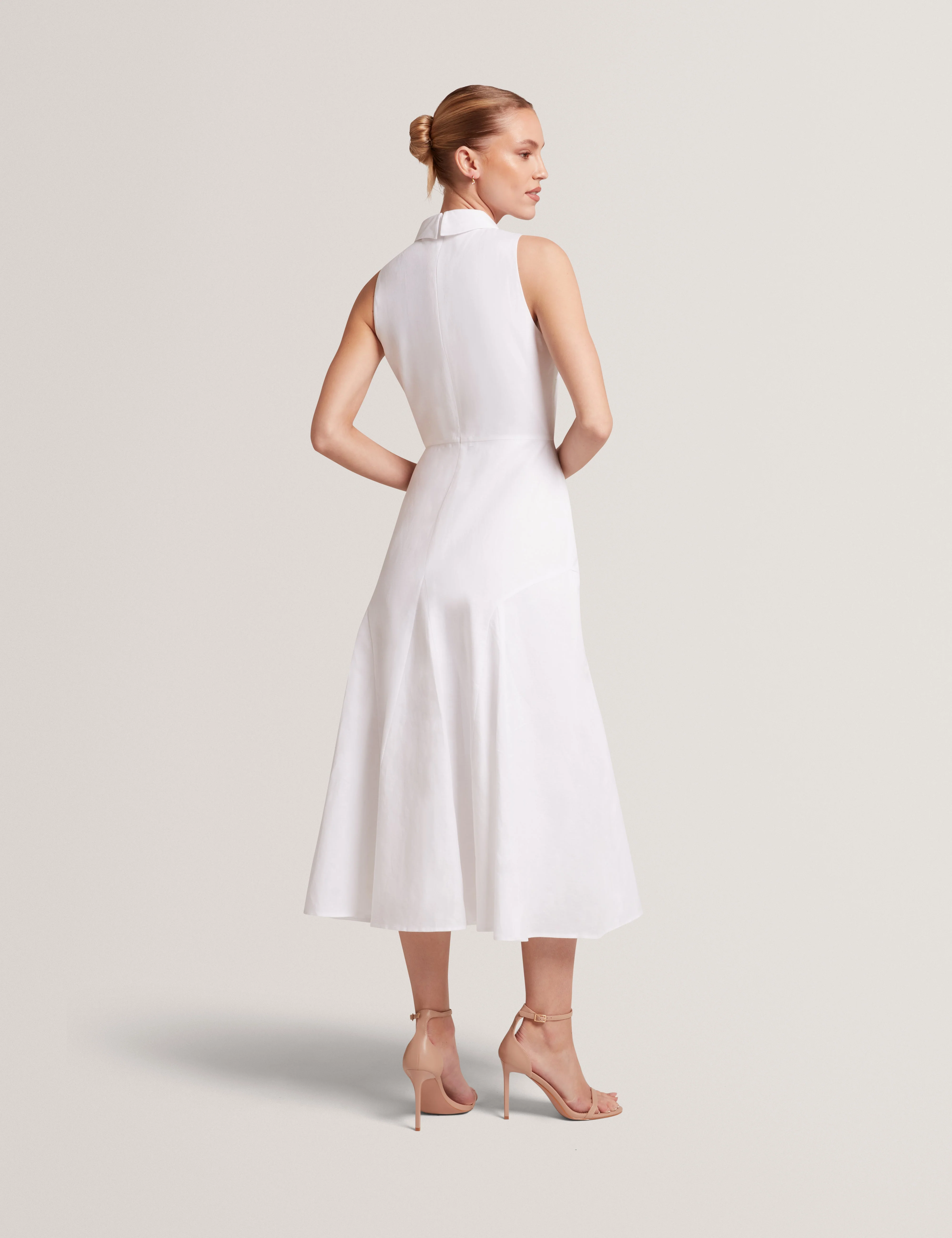 Meeha Sleeveless Midi Polo Dress Ivory - Image 5