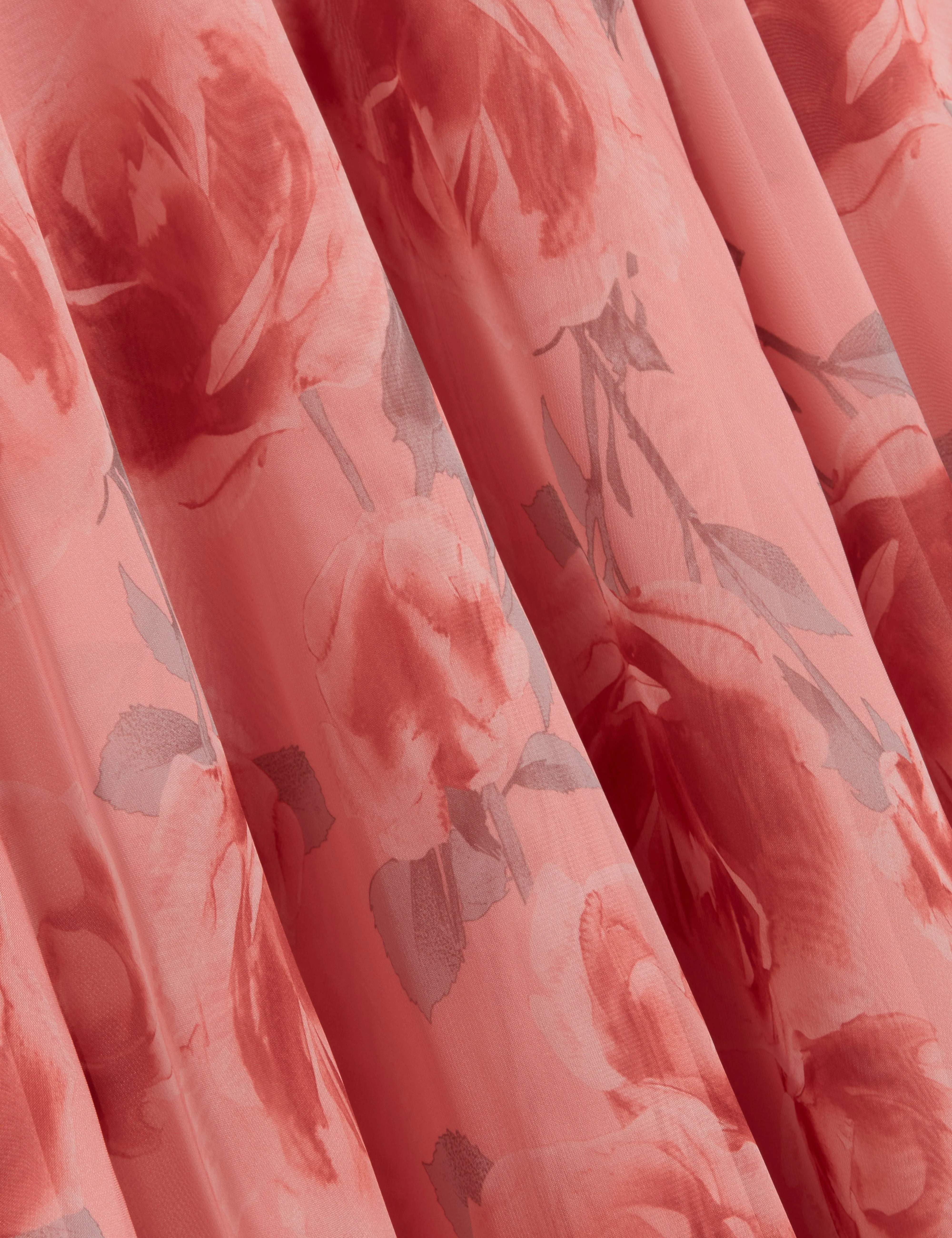 Meeza Printed Sheer Cap Sleeve Maxi Dress Coral - Image 3