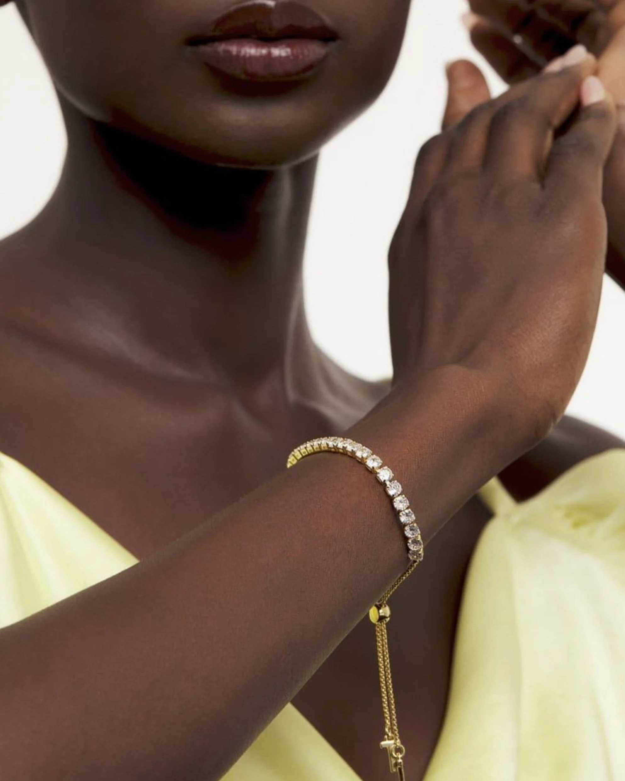 Melrah Icon Crystal Slider Bracelet Gold - Image 3