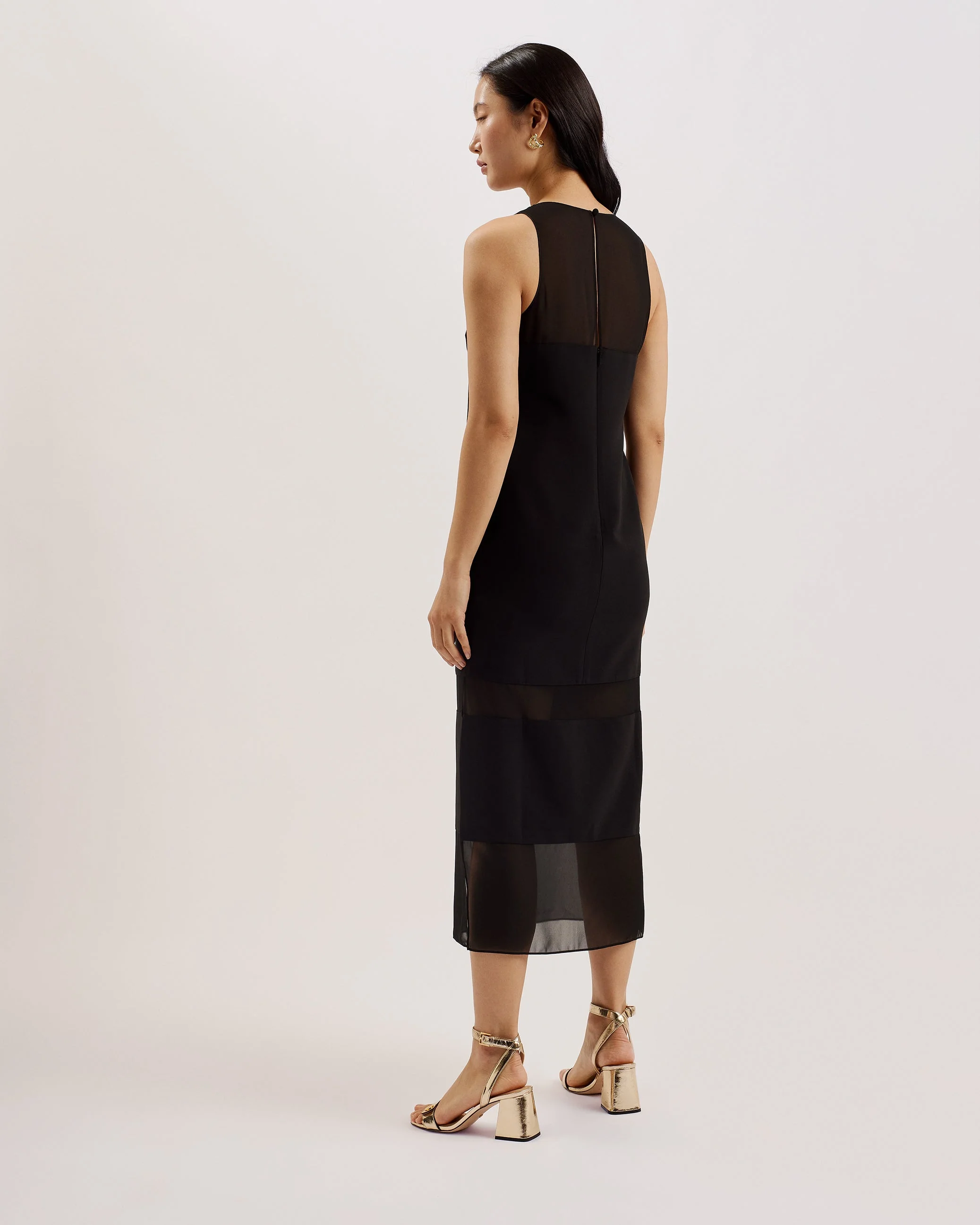 Mephora Sleeveless Midi Dress With Panel Detail Black - Image 4