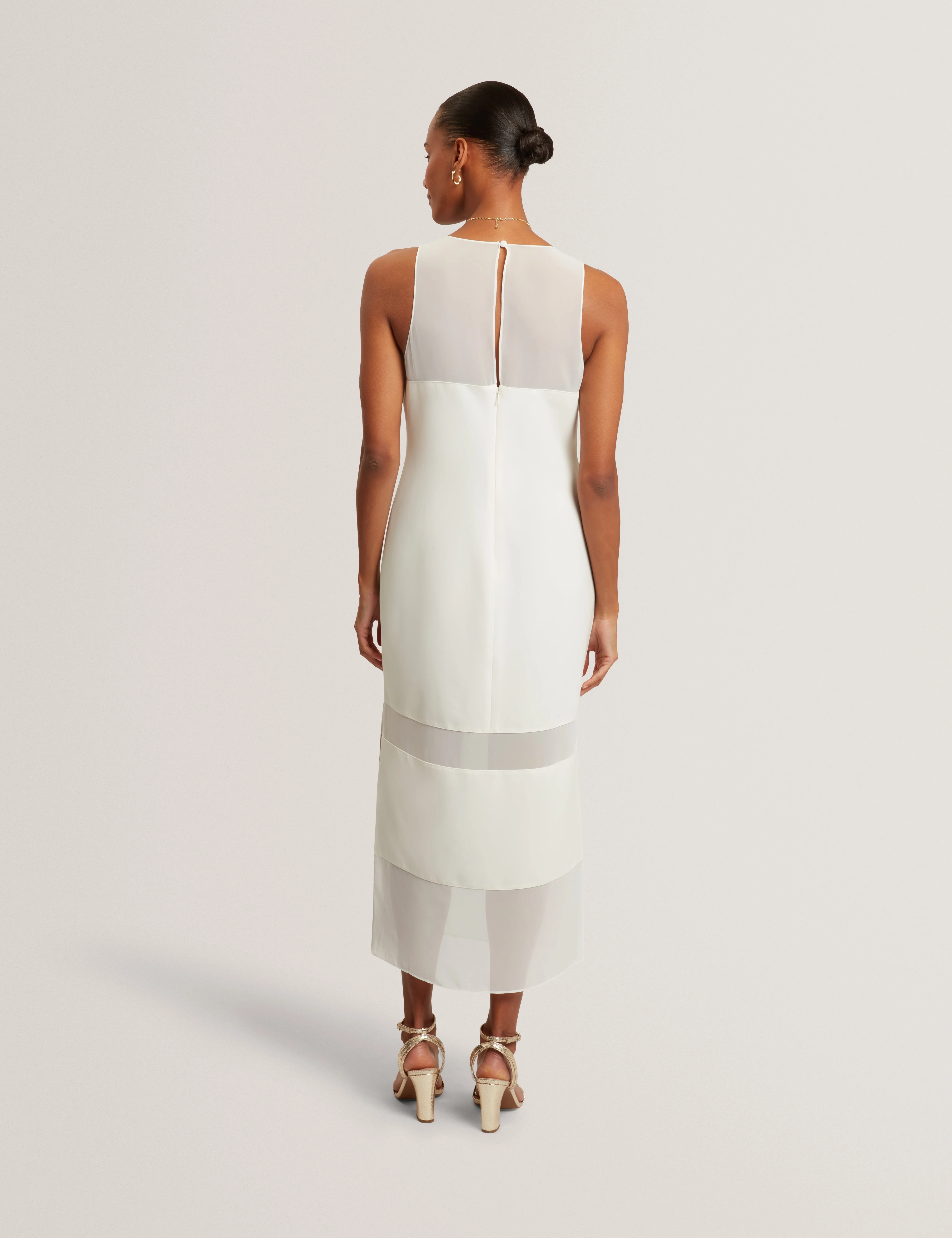 Mephora Sleeveless Midi Dress With Panel Detail Ivory - Image 5