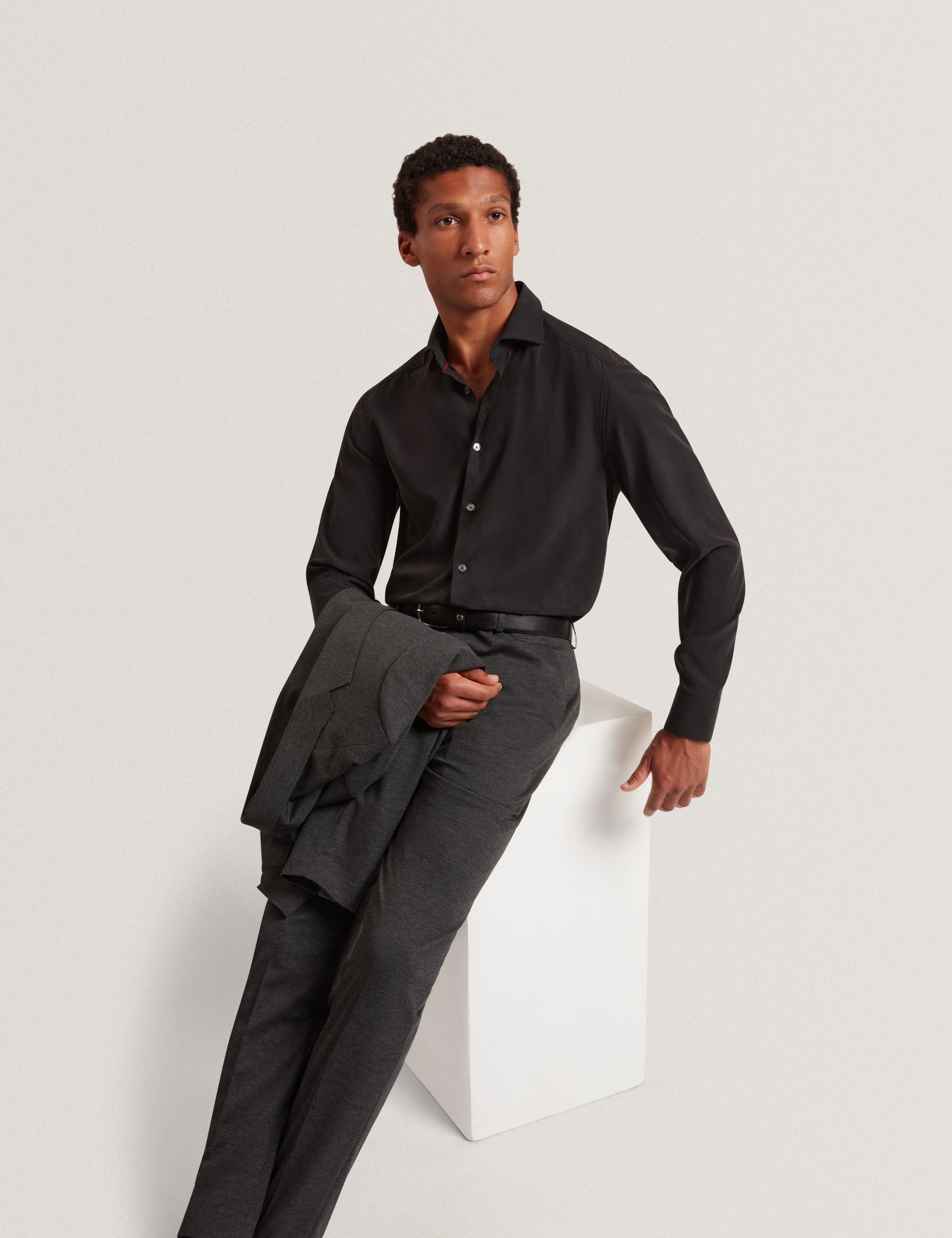 Merickt Slim Fit Tech Knit Wool Blend Trouser Dk-Grey - Image 6