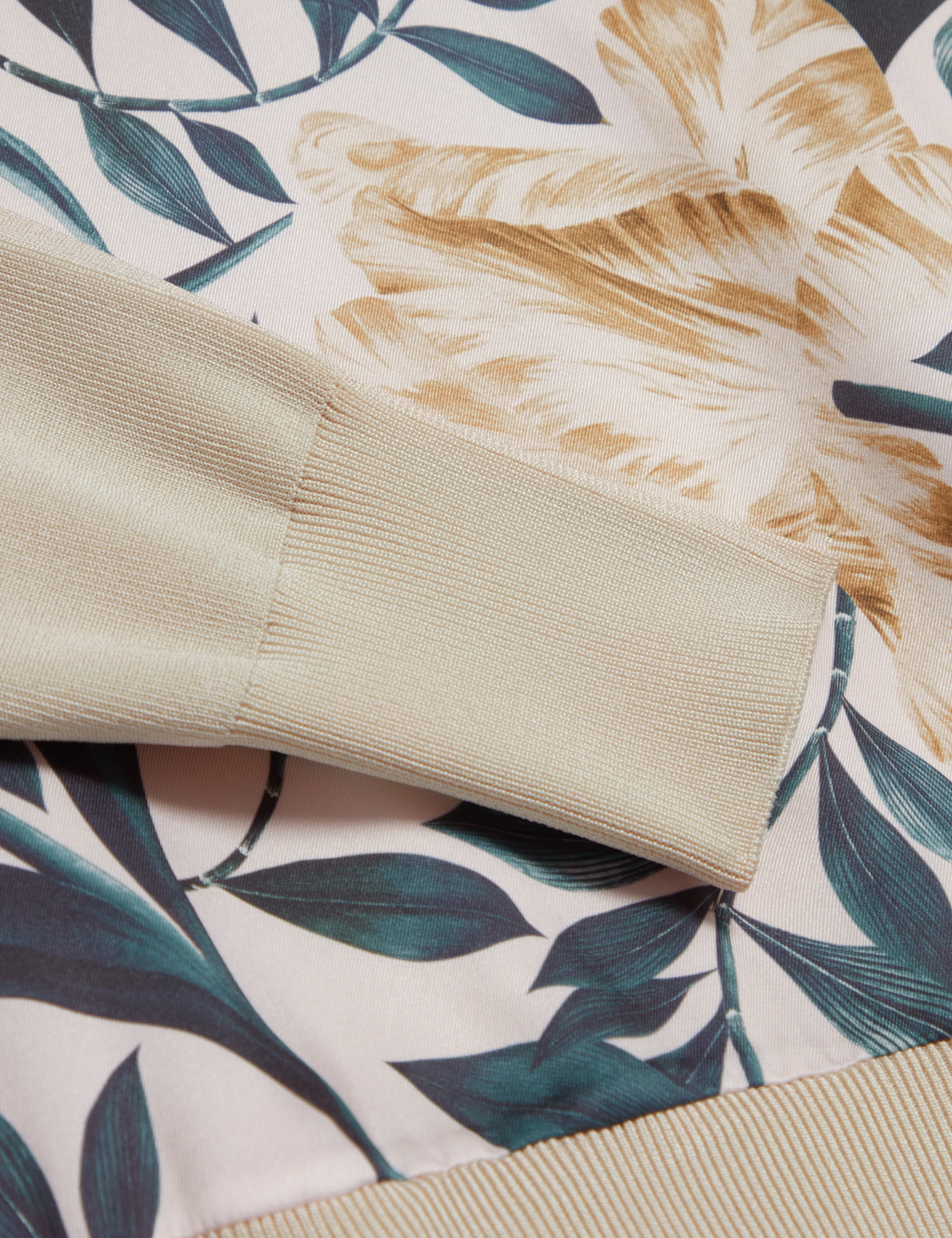 Merrni Printed Woven Front Knit Top Ivory - Image 3