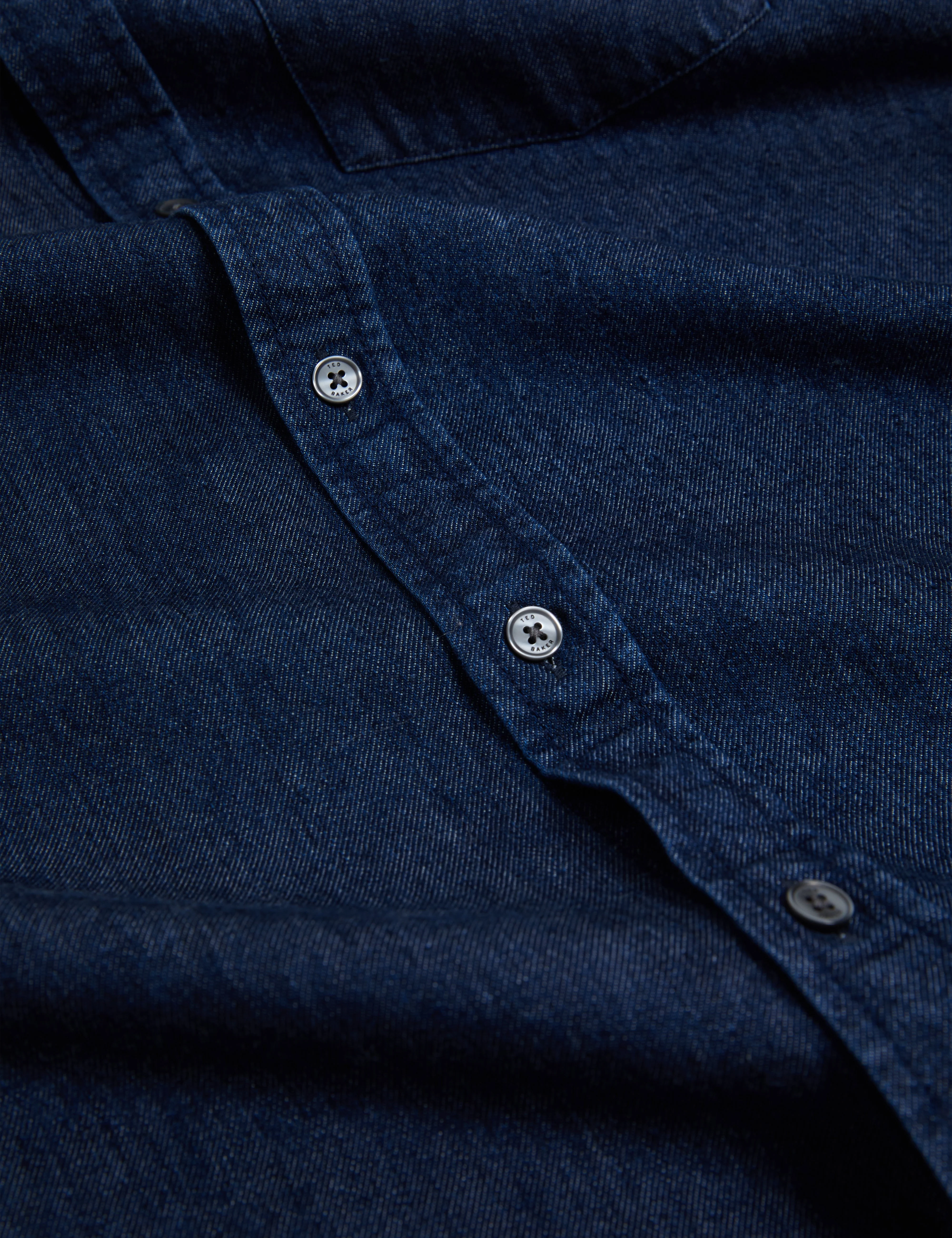 Mirek Short Sleeve Regular Tencel Chambray Shirt Navy-Blue - Image 4