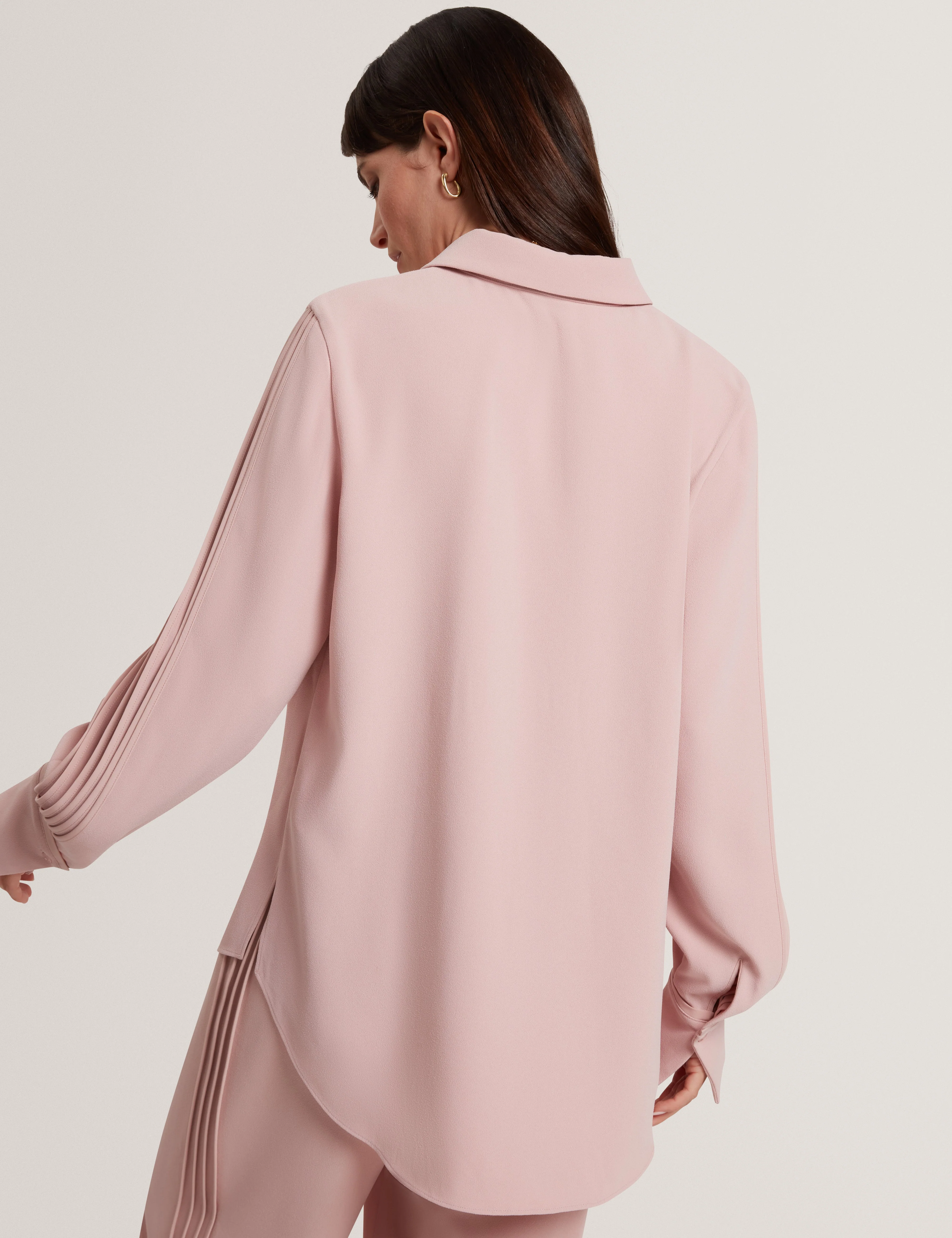 Miriti Piping Detail Long Sleeve Shirt Dusky-Pink - Image 5