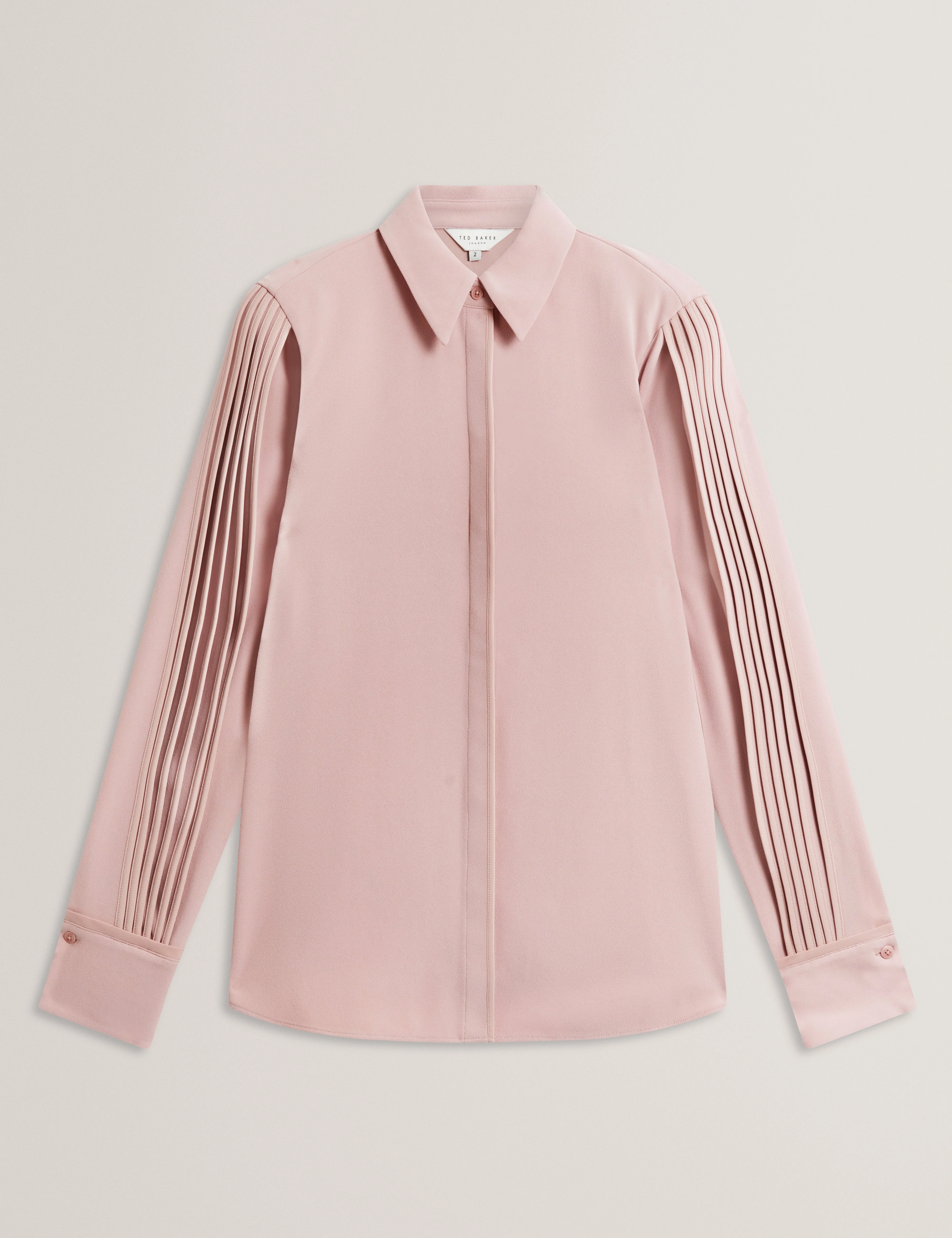 Miriti Piping Detail Long Sleeve Shirt Dusky-Pink - Image 7