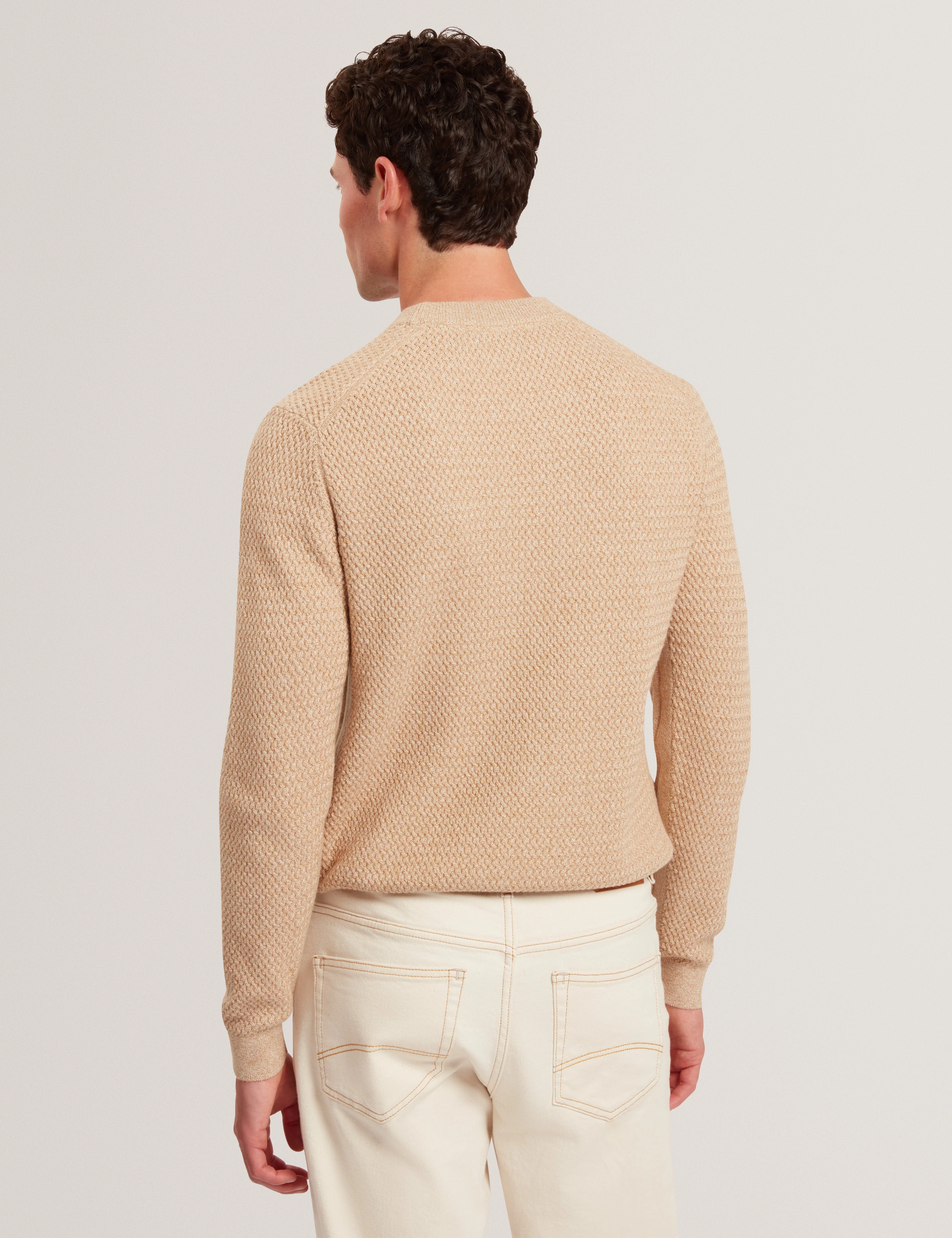 Monya Ls Textured Knit Crew Neck Camel - Image 5