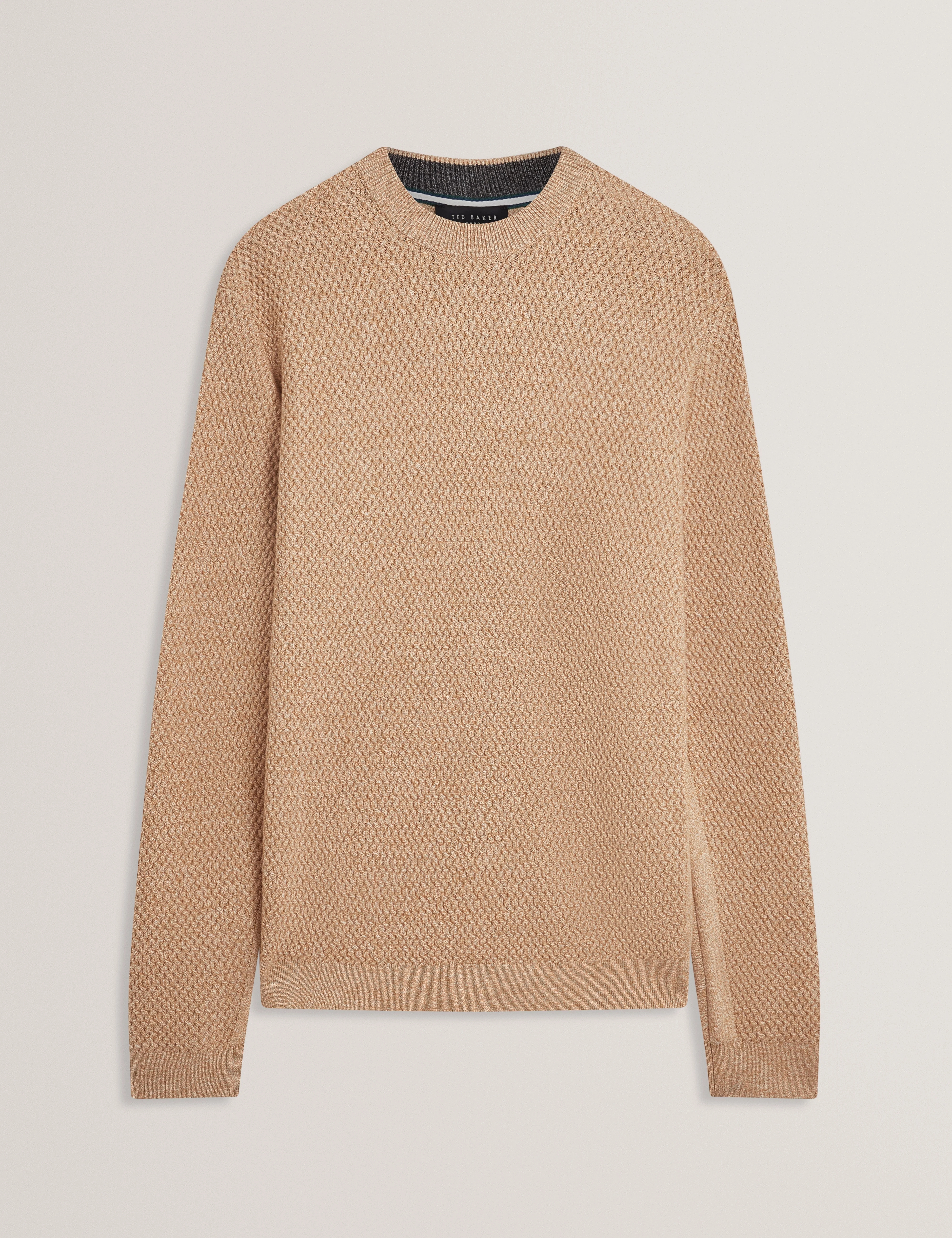 Monya Ls Textured Knit Crew Neck Camel - Image 7
