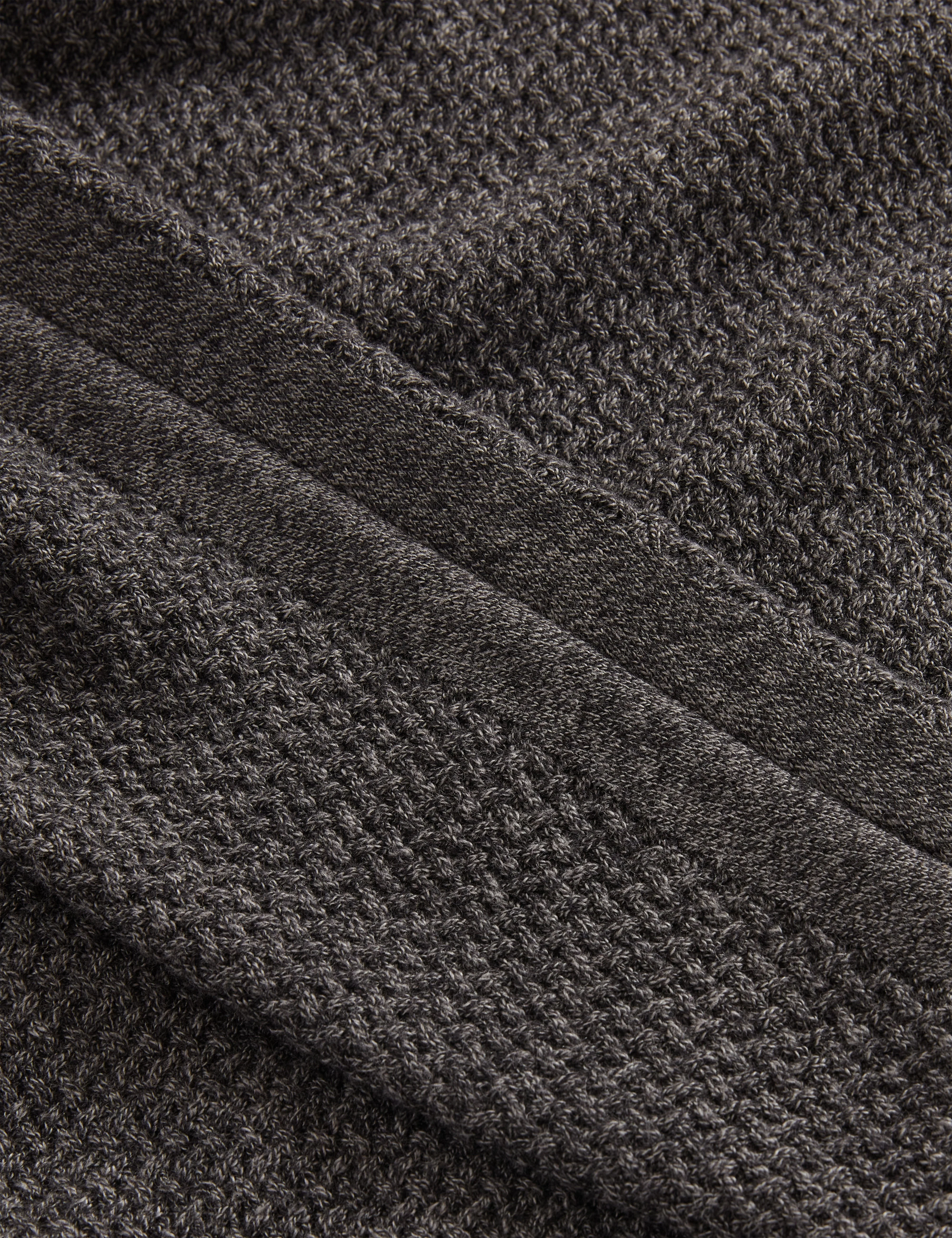 Monya Ls Textured Knit Crew Neck Mid-Grey - Image 3