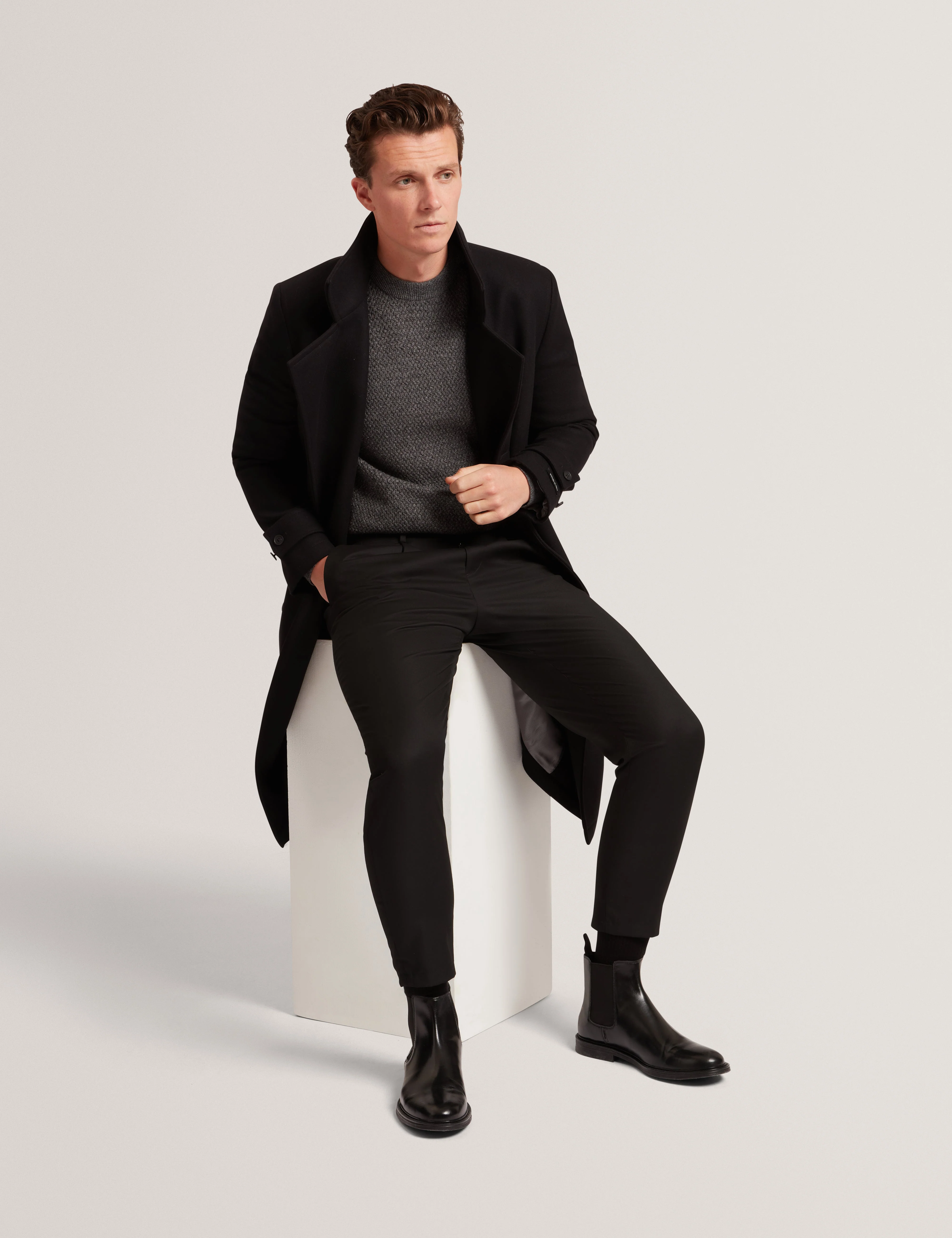 Monya Ls Textured Knit Crew Neck Mid-Grey - Image 6