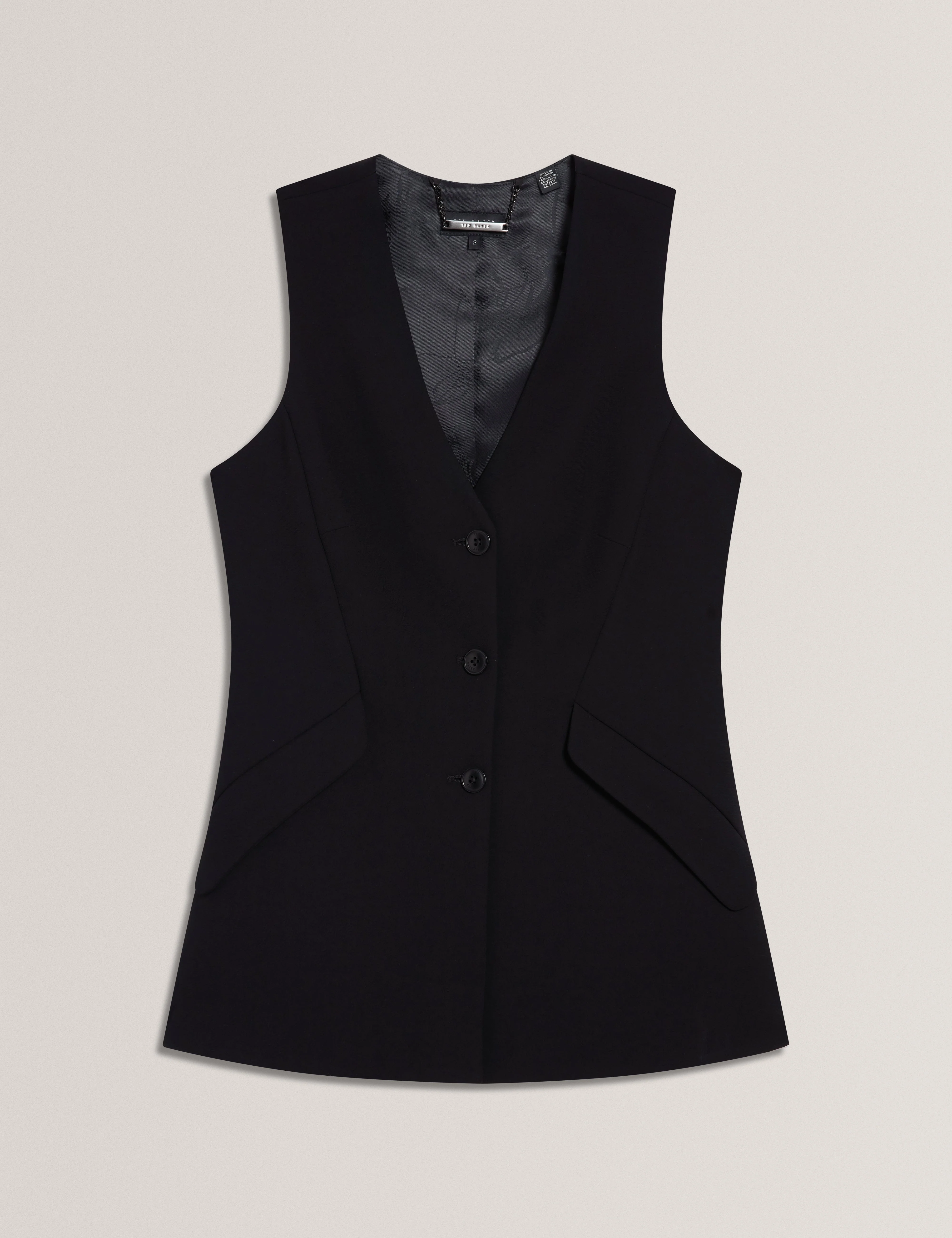 Morriaw Tailored Fitted Longline Waistcoat Black - Image 6