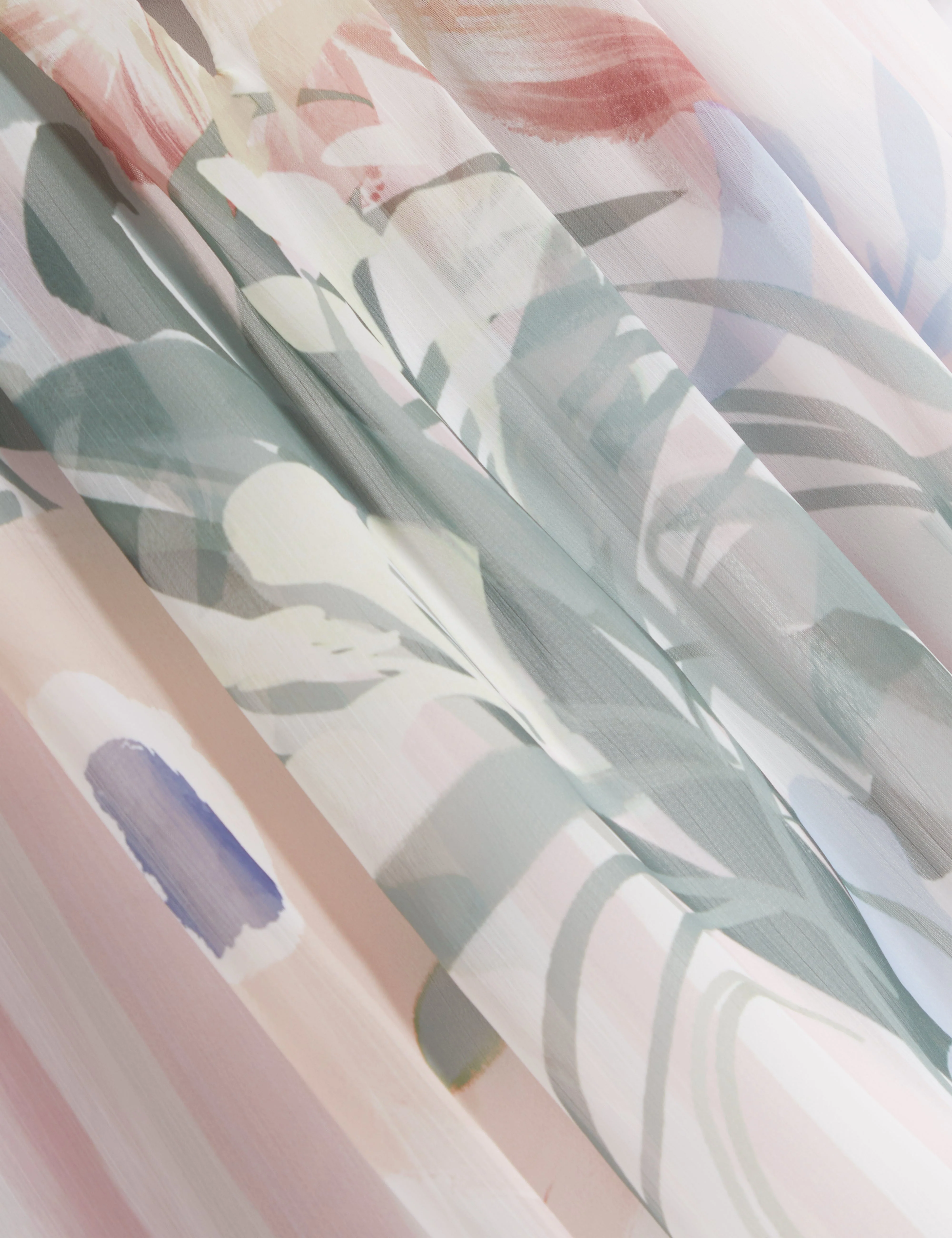 Nansii Pleated Angel Sleeve Printed Top Pink - Image 3