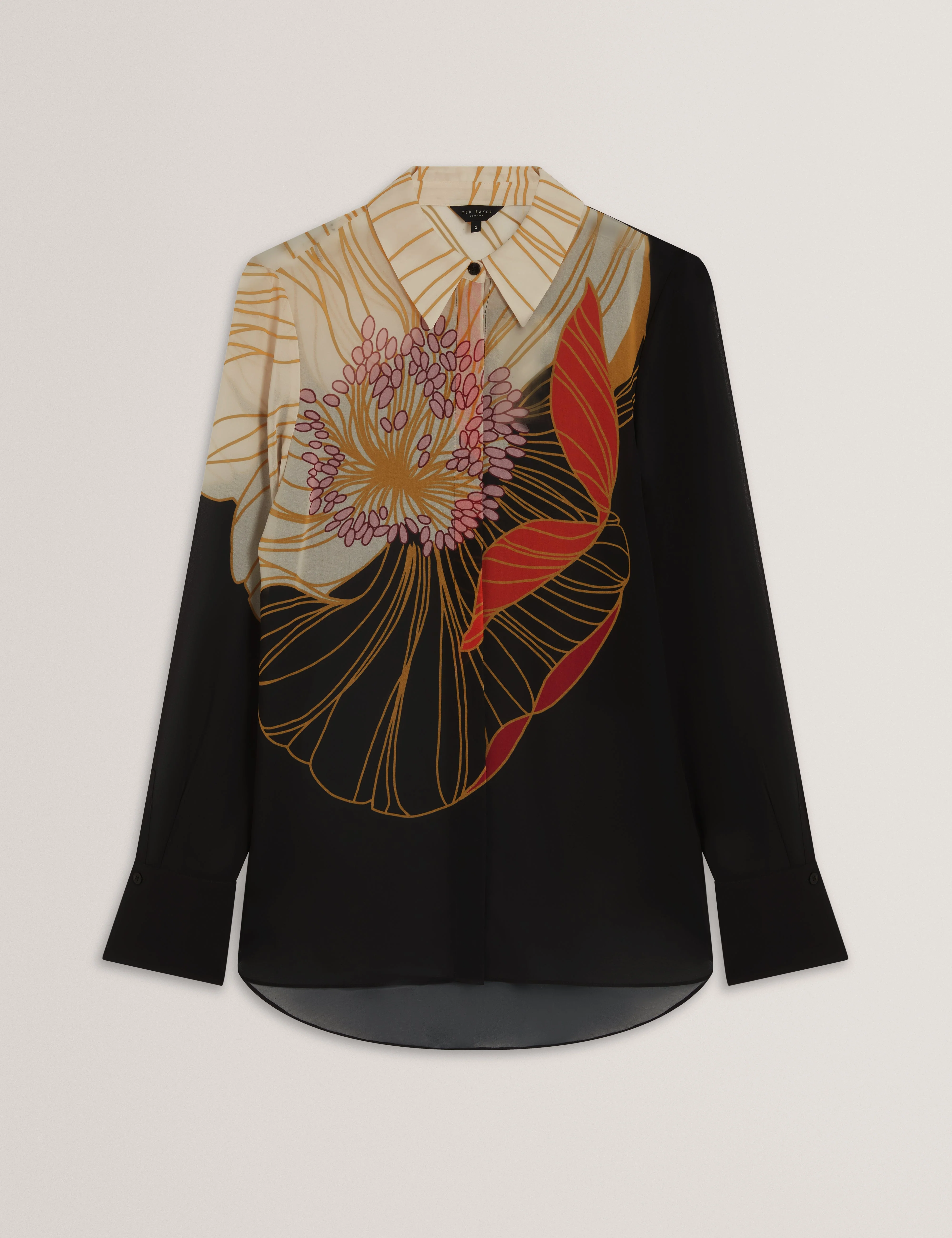 Nekeata Printed Long Line Shirt Black - Image 7