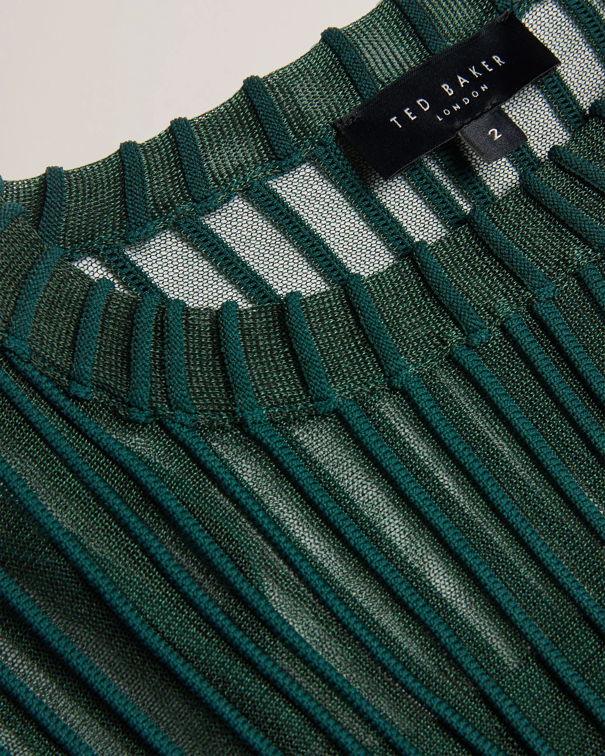 Nellay Sheer Striped Engineered Knit Dk-Green - Image 6