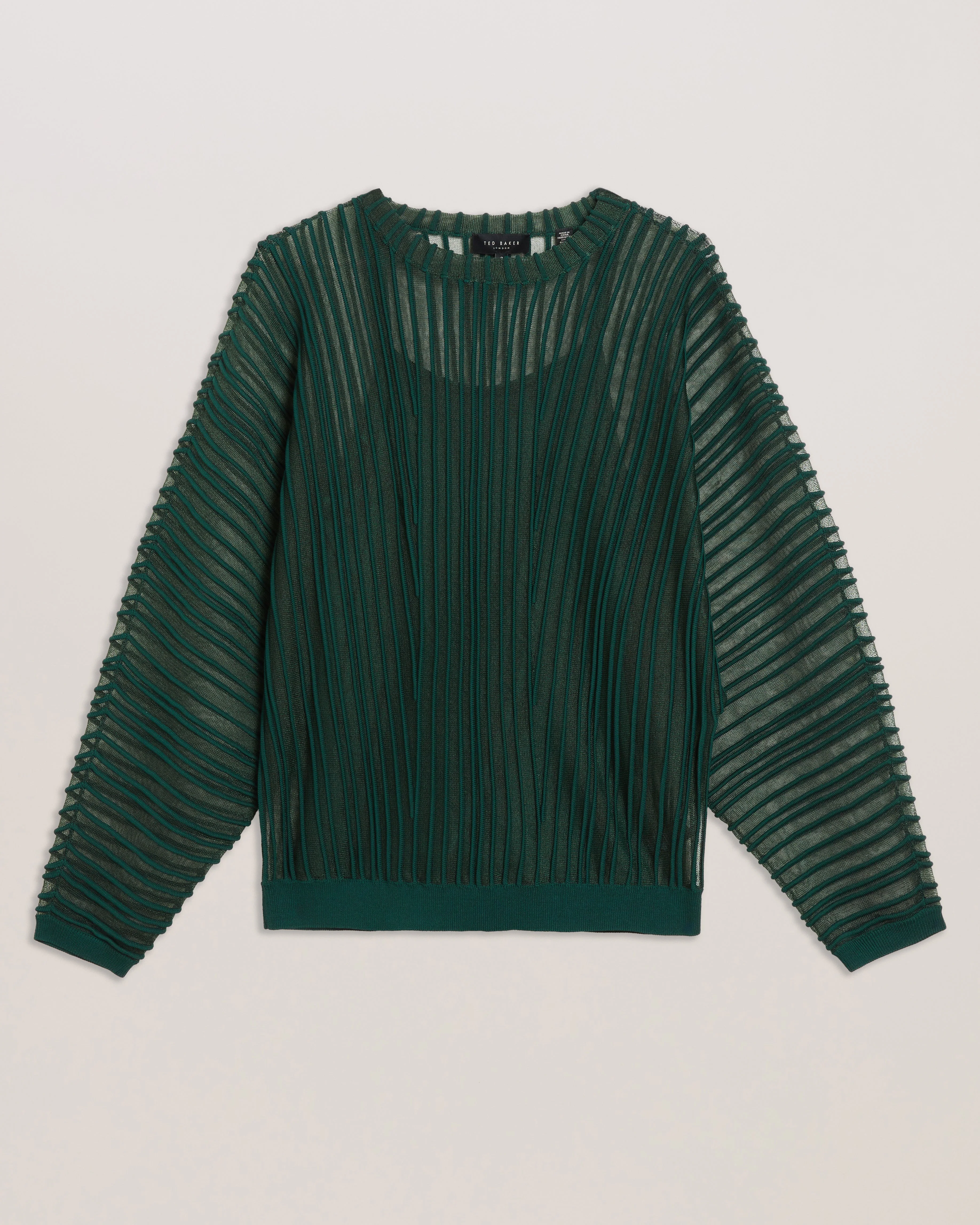 Nellay Sheer Striped Engineered Knit Dk-Green - Image 7