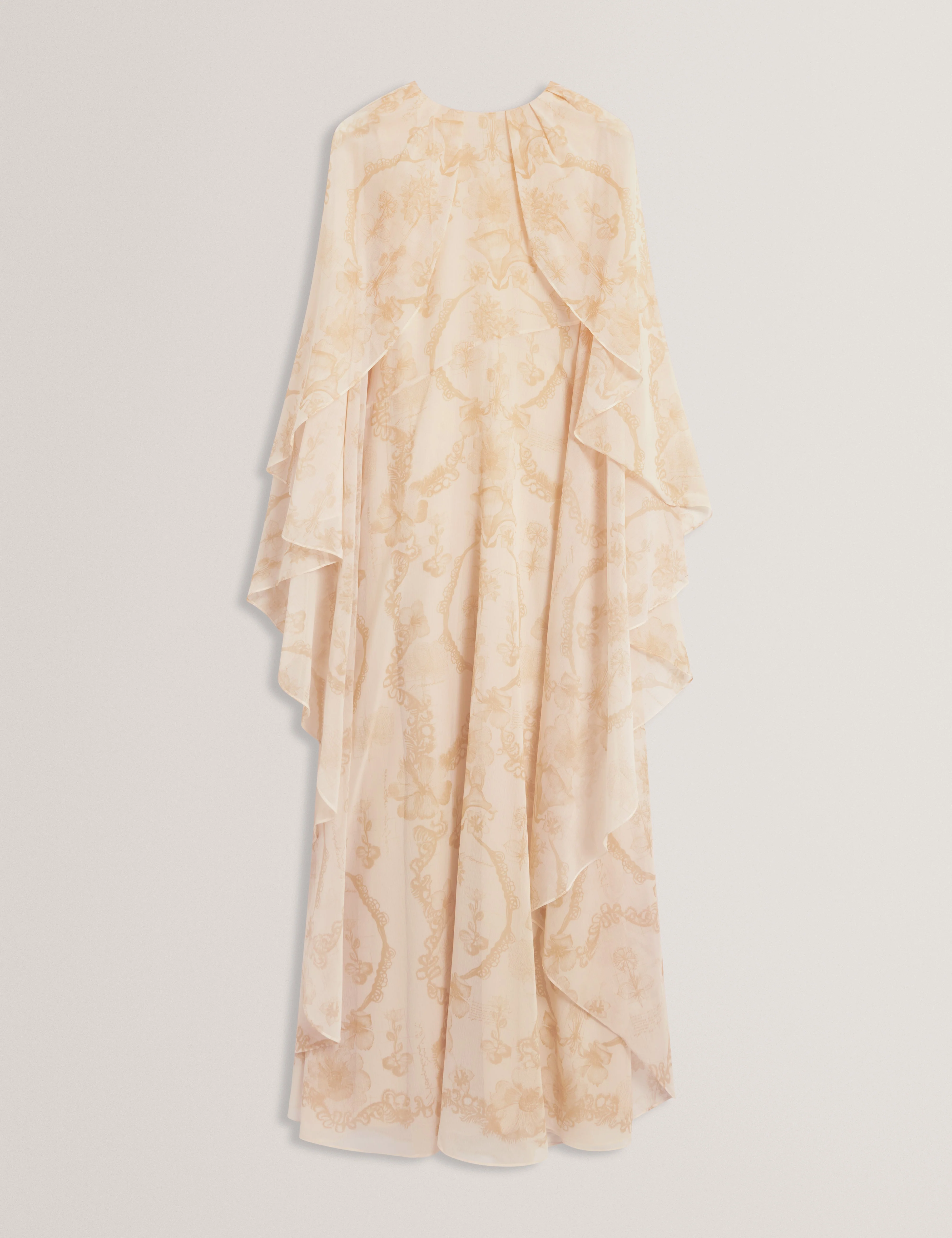 Nieva Waterfall Cape Detail Maxi Dress Lt-Yellow - Image 7