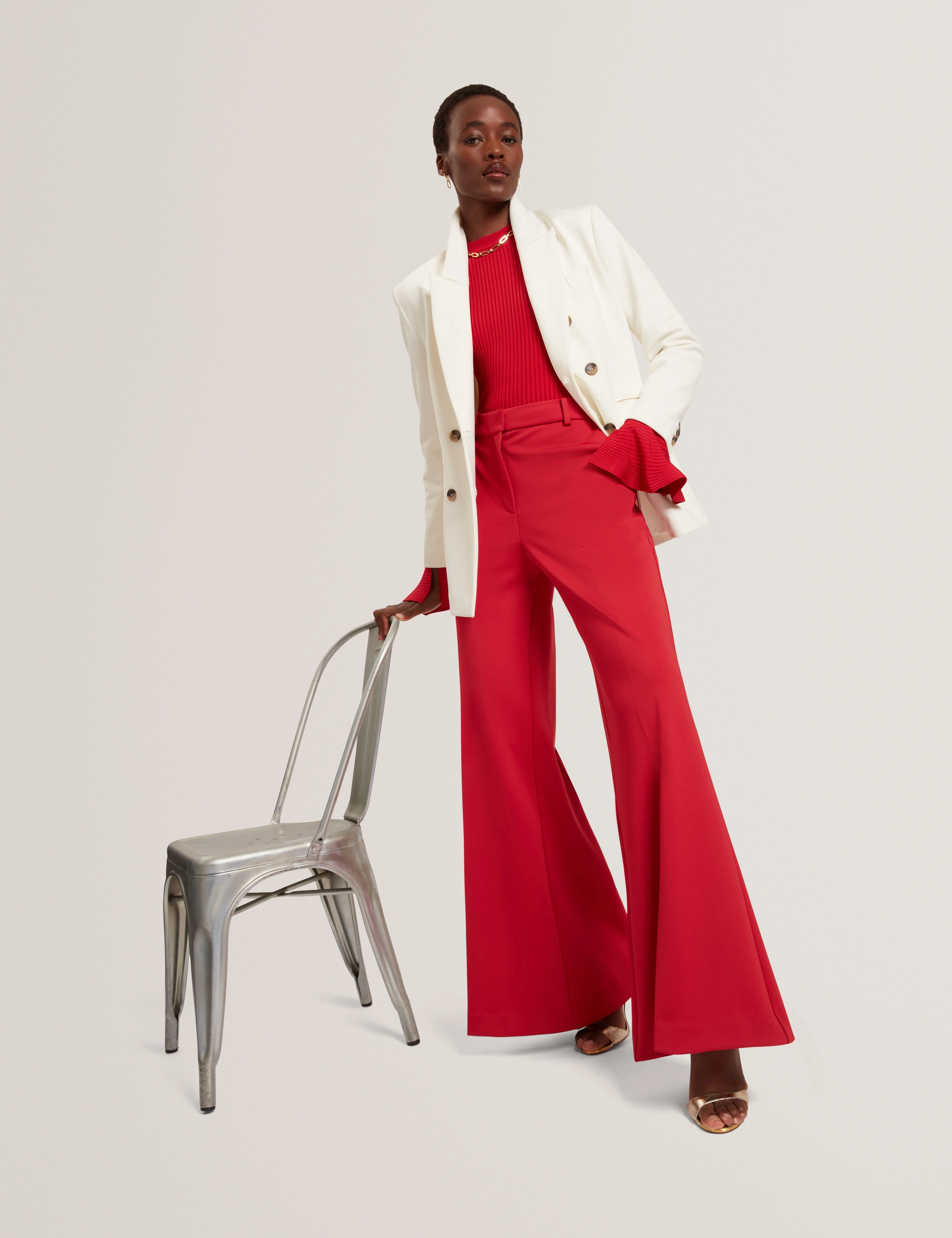 Nogal Ponte Wide Leg Trouser Dk-Red - Image 6