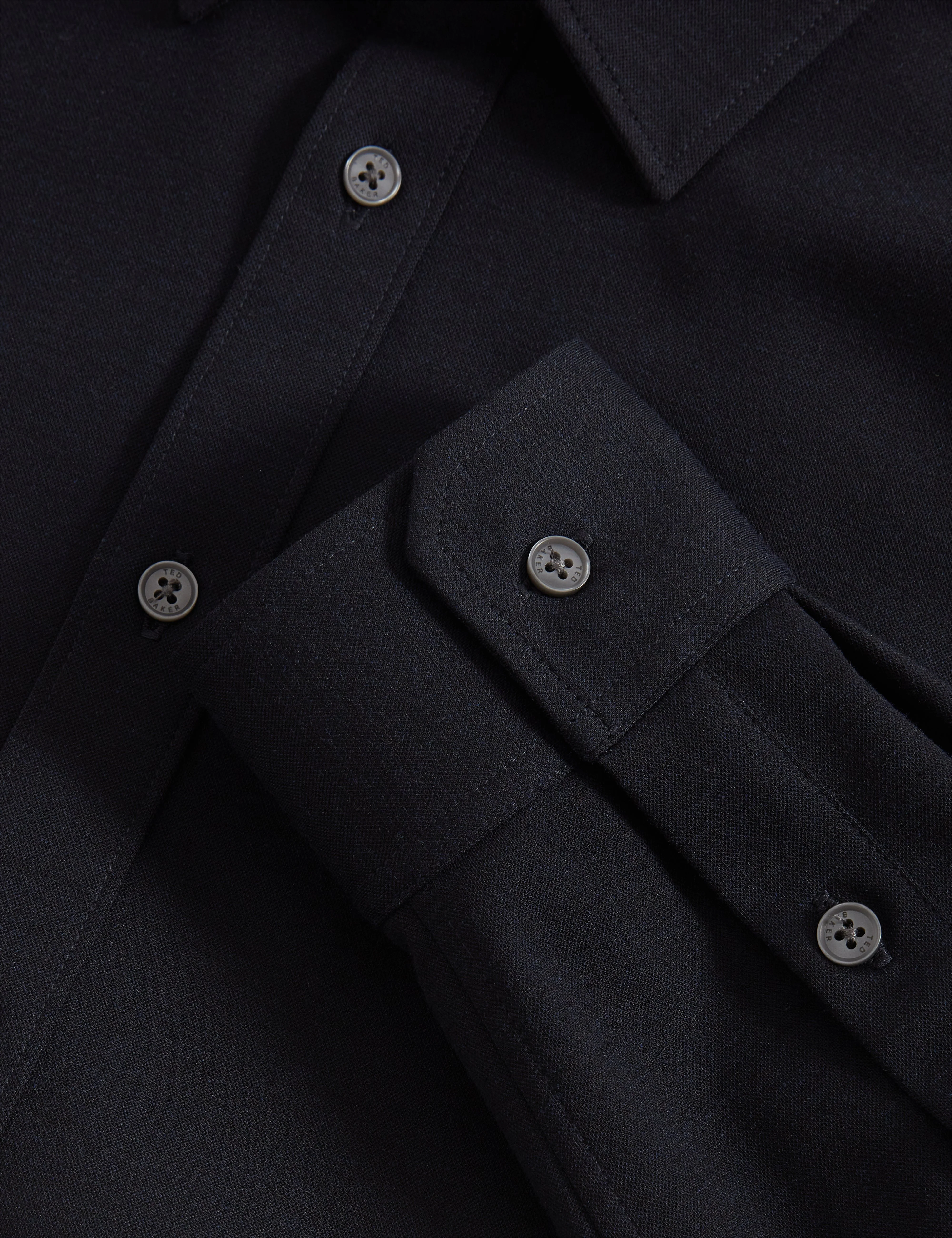 Nortun Ls Regular Fit Wool Blend Knitted Shirt Navy - Image 3
