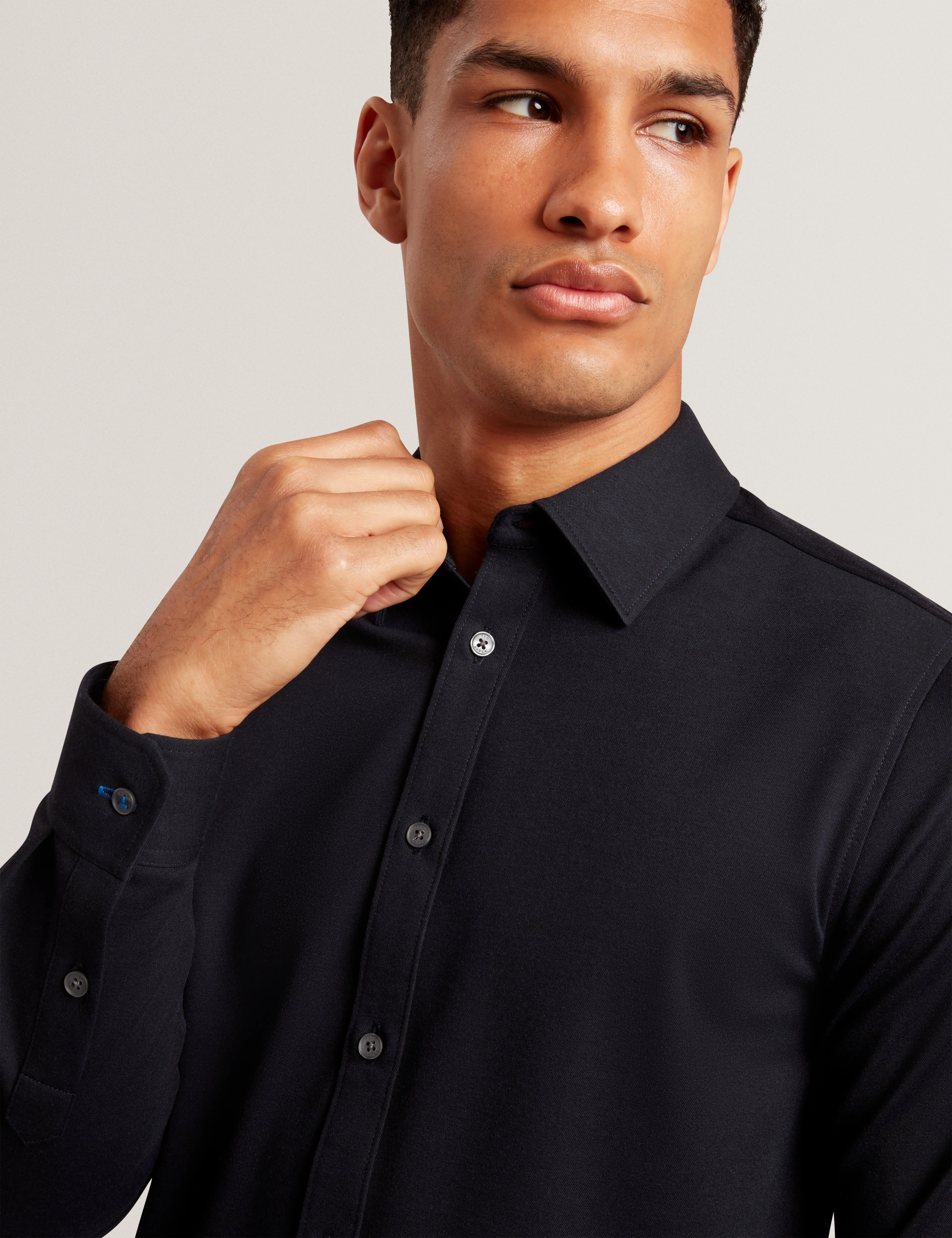 Nortun Ls Regular Fit Wool Blend Knitted Shirt Navy - Image 4