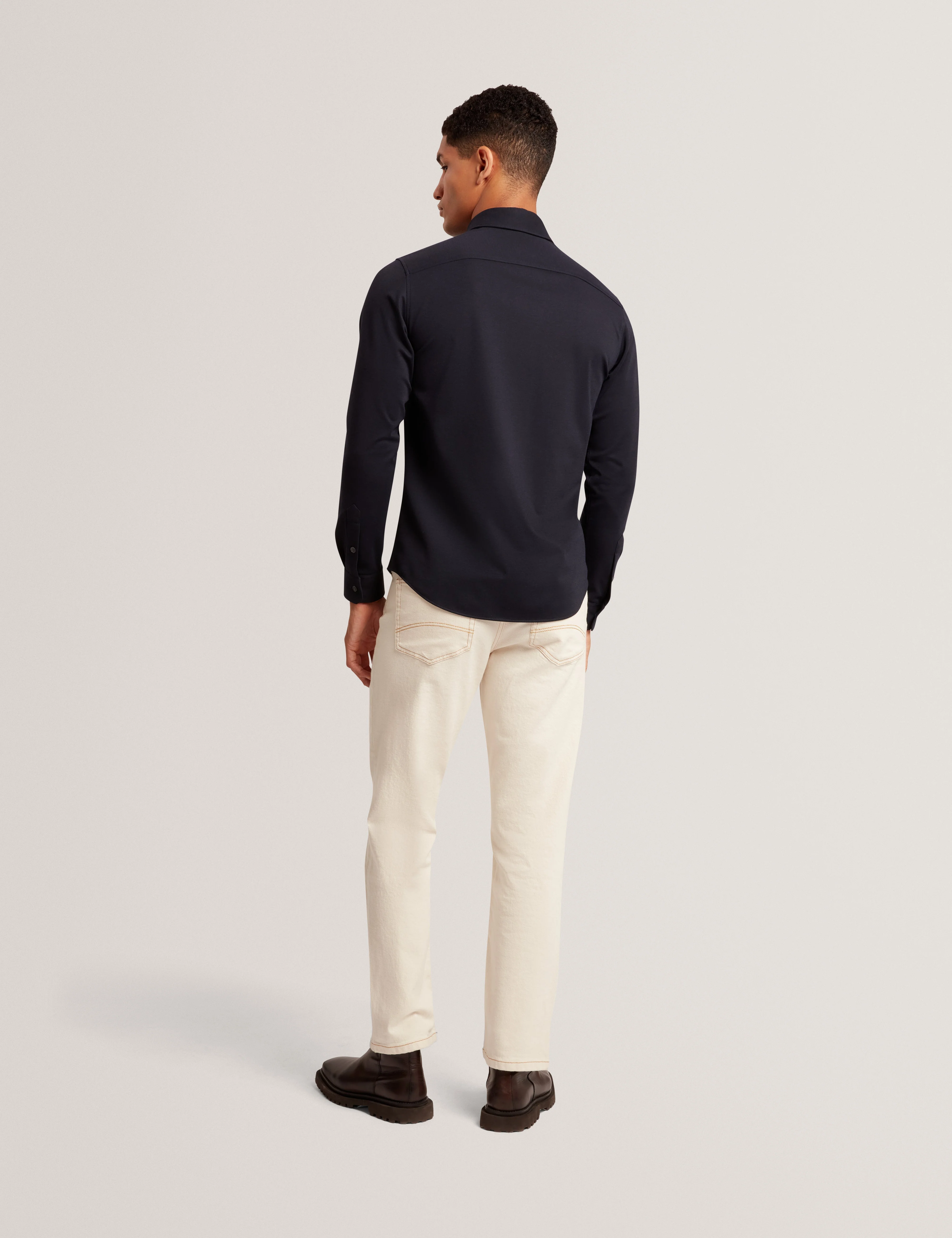 Nortun Ls Regular Fit Wool Blend Knitted Shirt Navy - Image 5