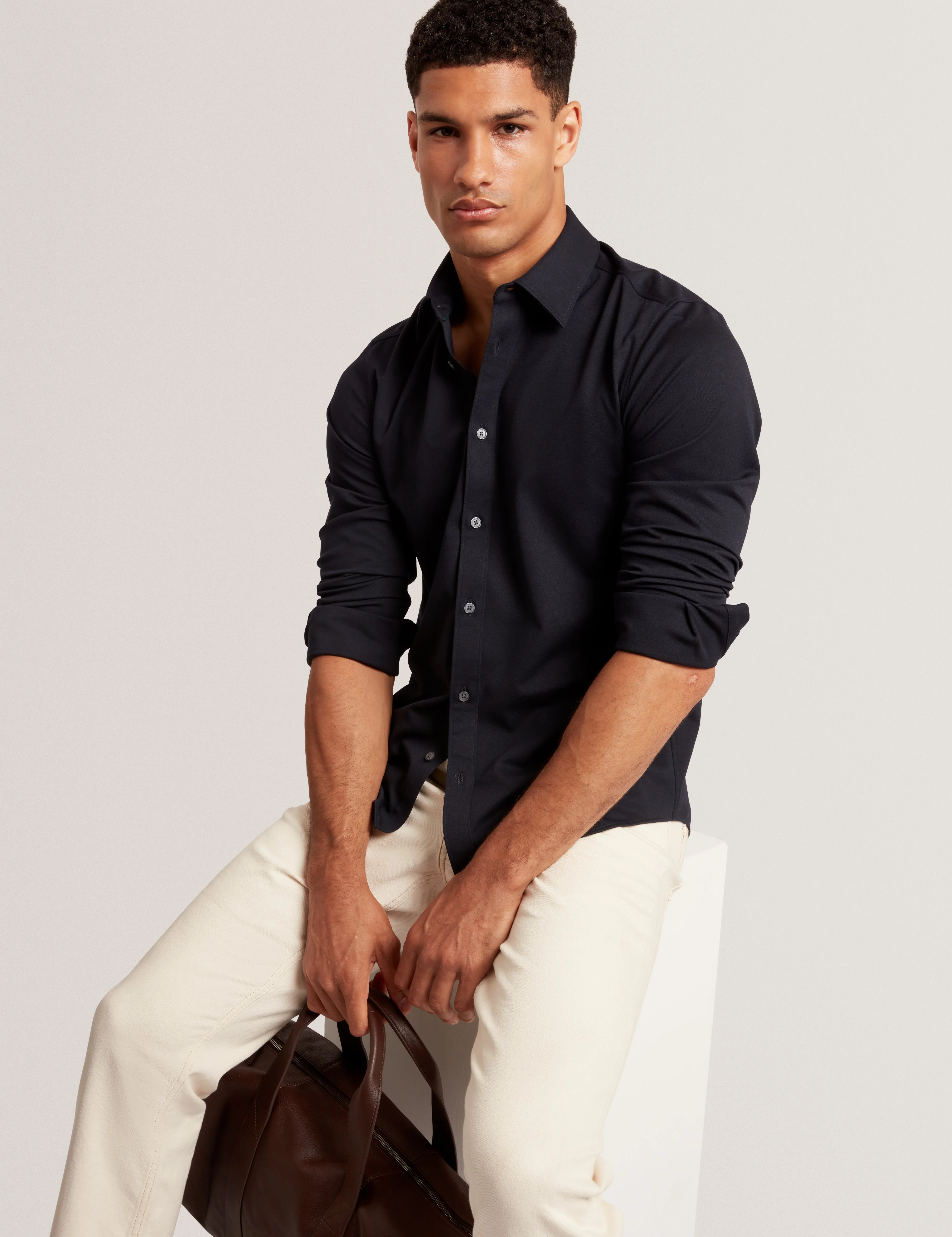 Nortun Ls Regular Fit Wool Blend Knitted Shirt Navy - Image 6