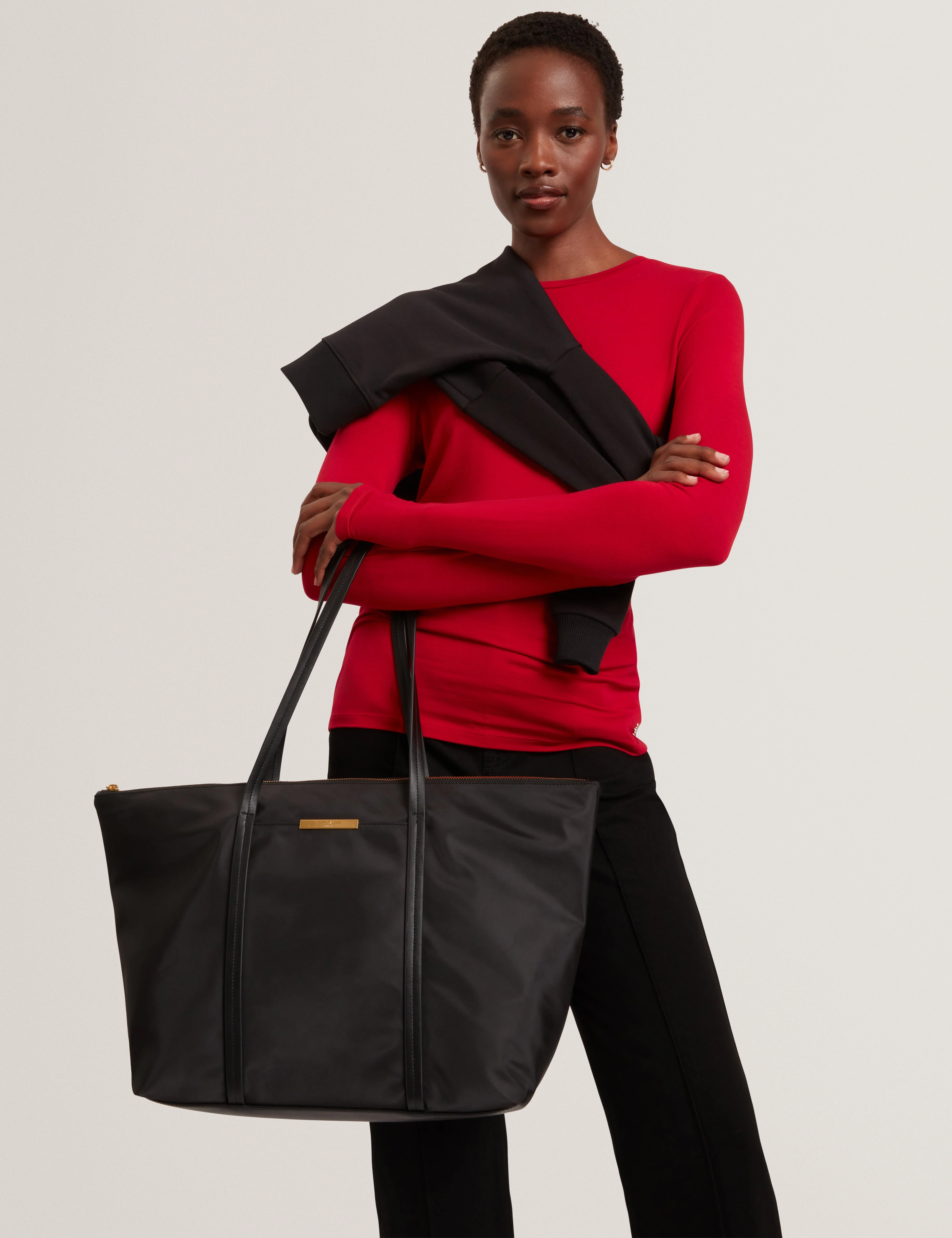 Nycole Nylon Large Tote Bag Black - Image 2