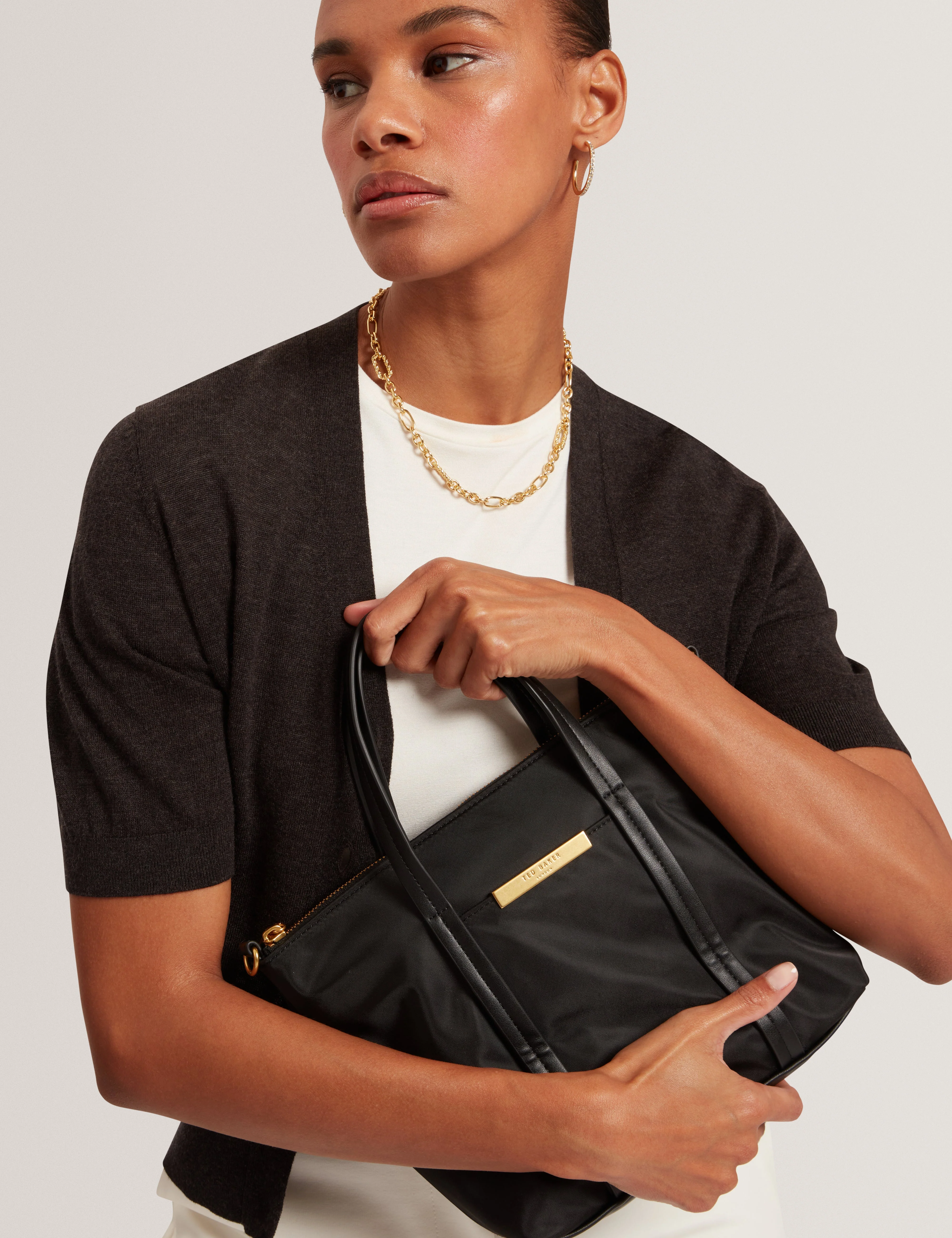 Nykkie Nylon Mini Crossbody Tote Bag Black - Image 2