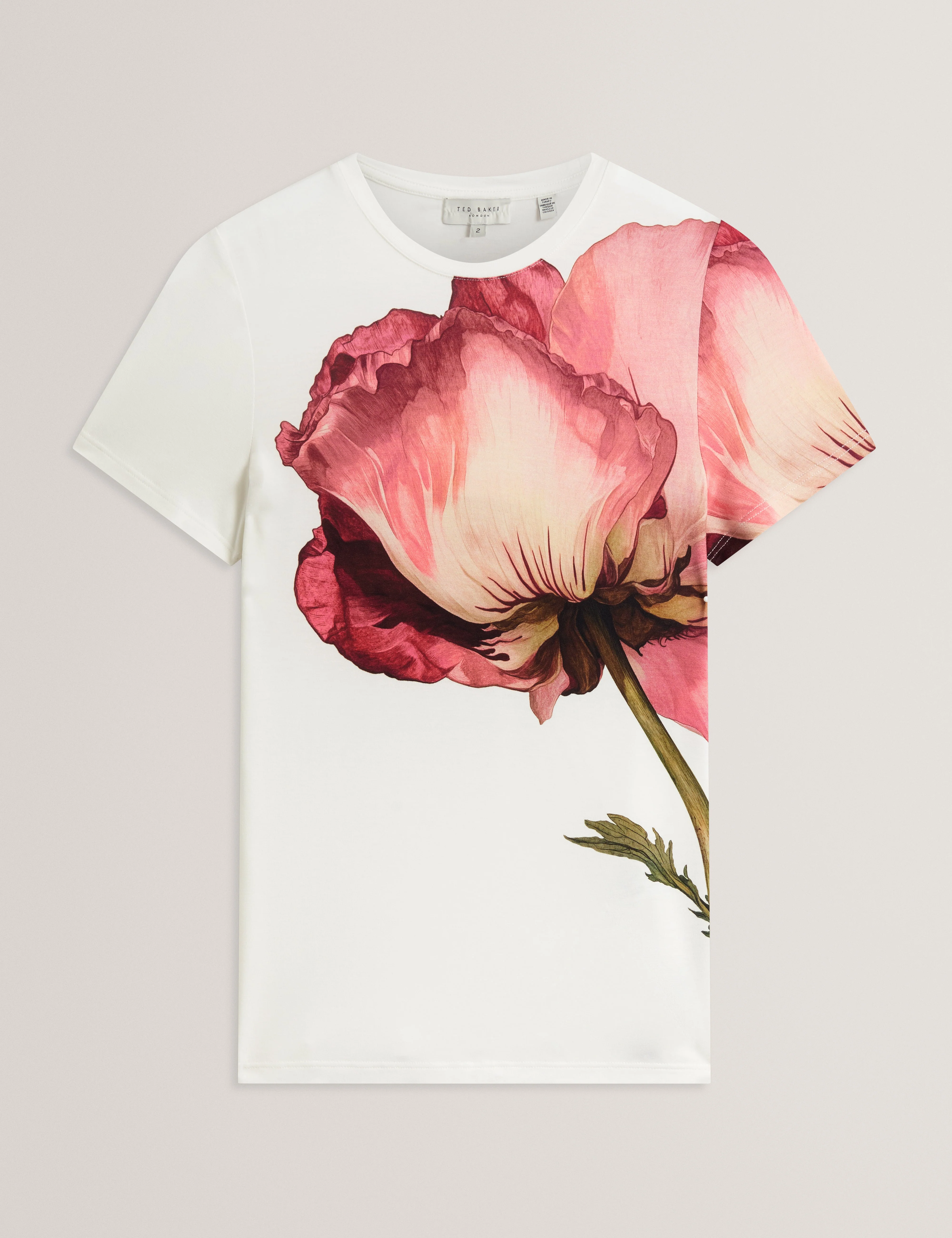 Obrey Short Sleeve Printed Fitted Tee Ivory - Image 7