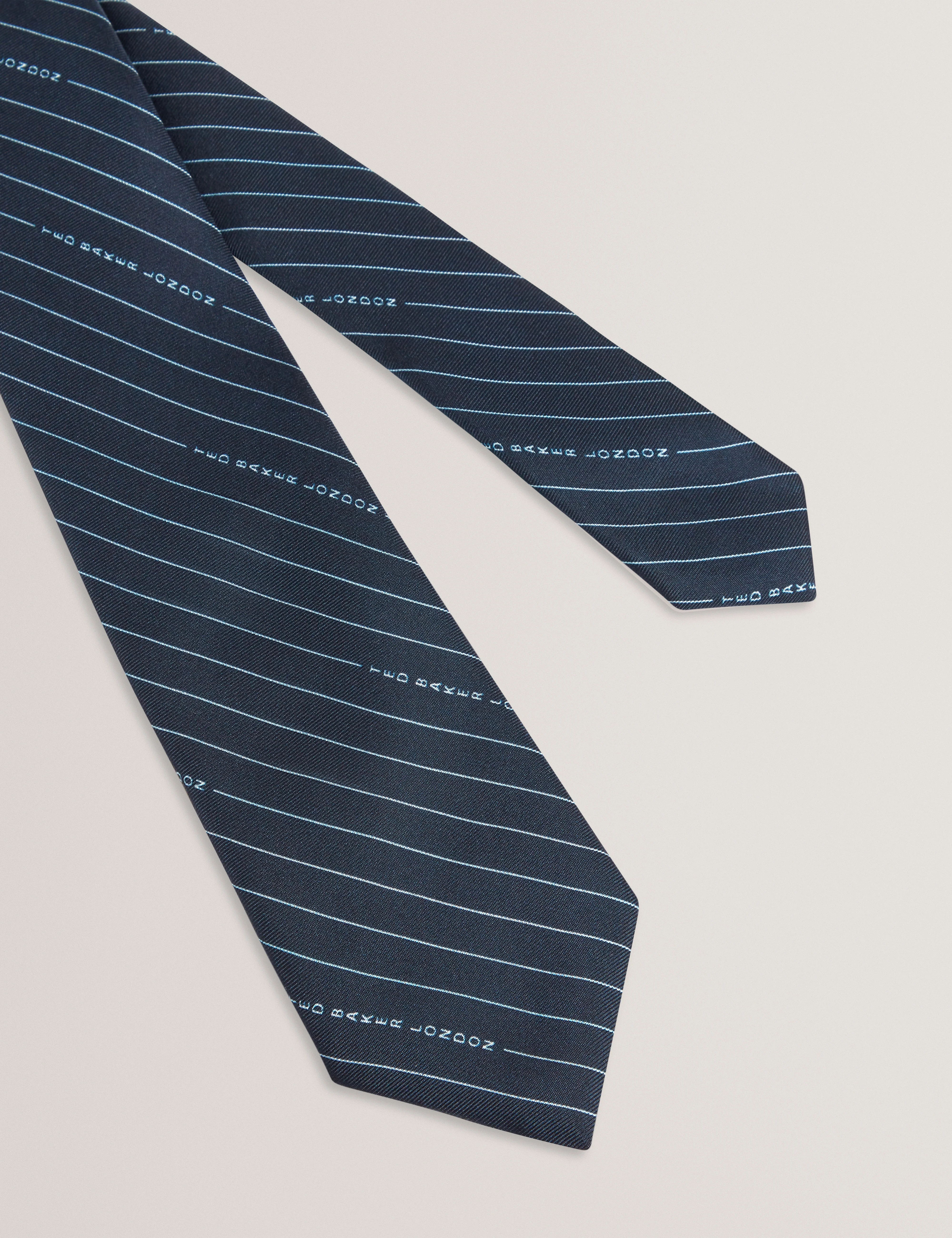 Octavio Ted Baker Stripe Silk Tie Navy - Image 3