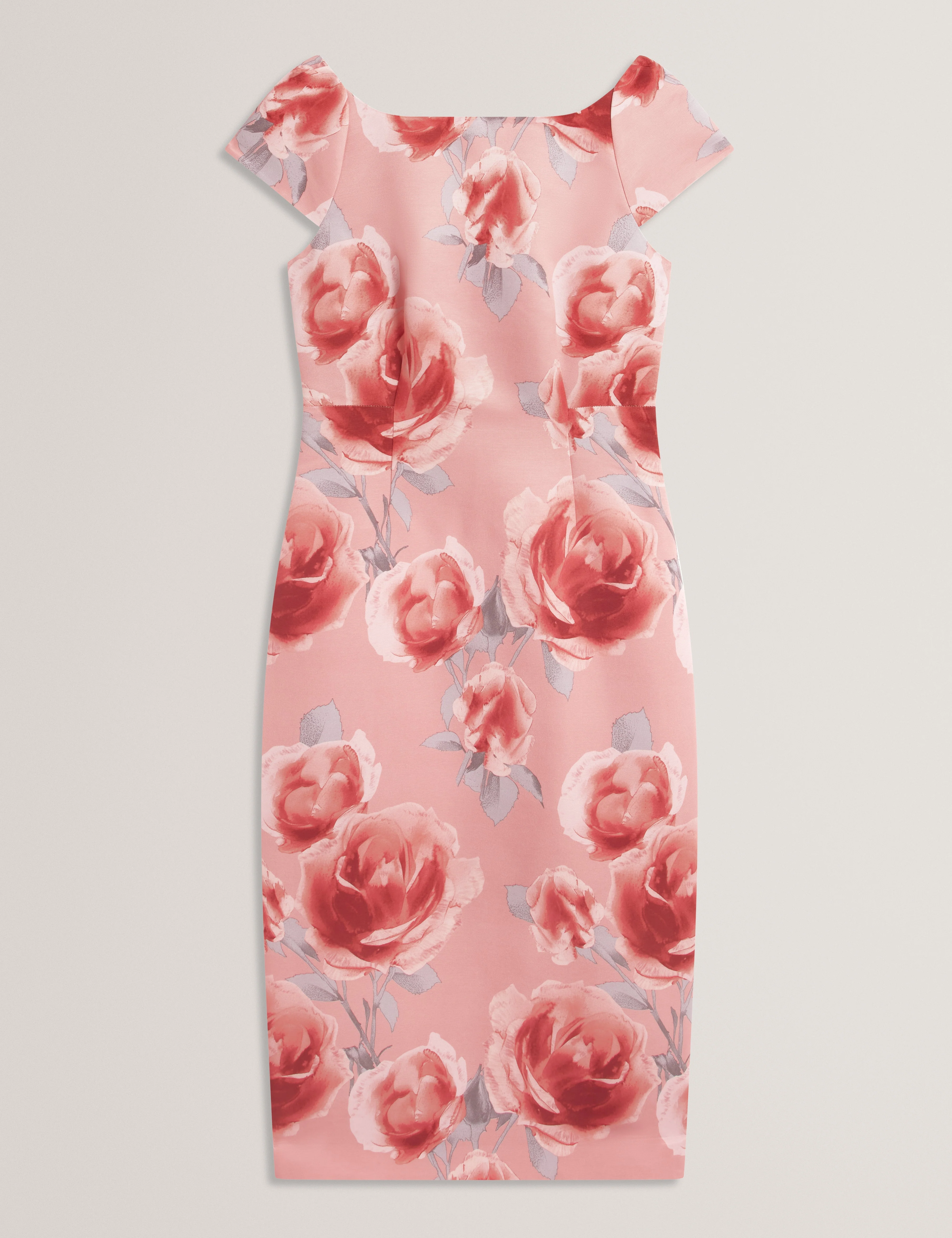 Odeta Printed Ottoman Midi Dress Coral - Image 6
