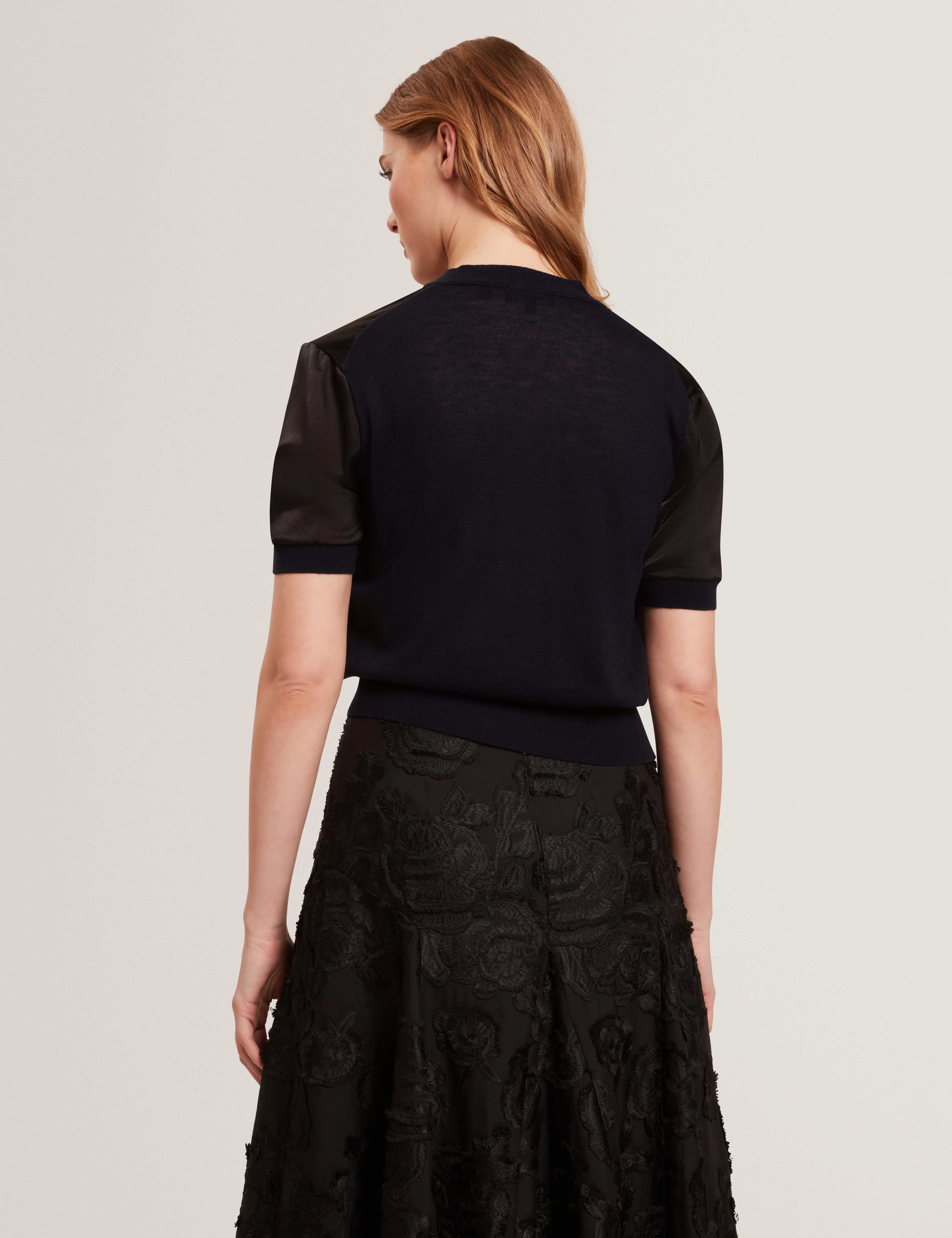 Ofina Woven Front Short Sleeve Cardigan Black - Image 6