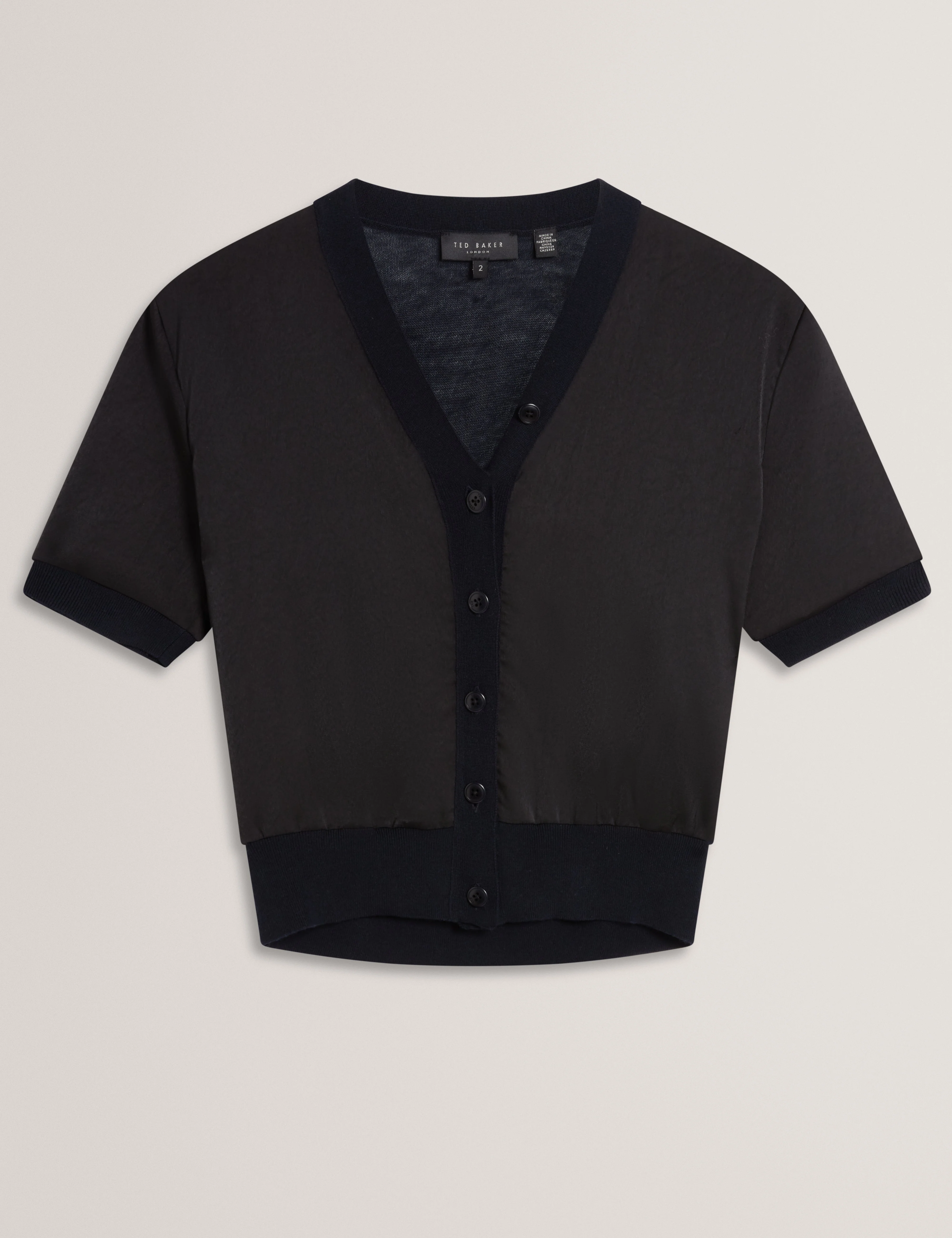 Ofina Woven Front Short Sleeve Cardigan Black - Image 8