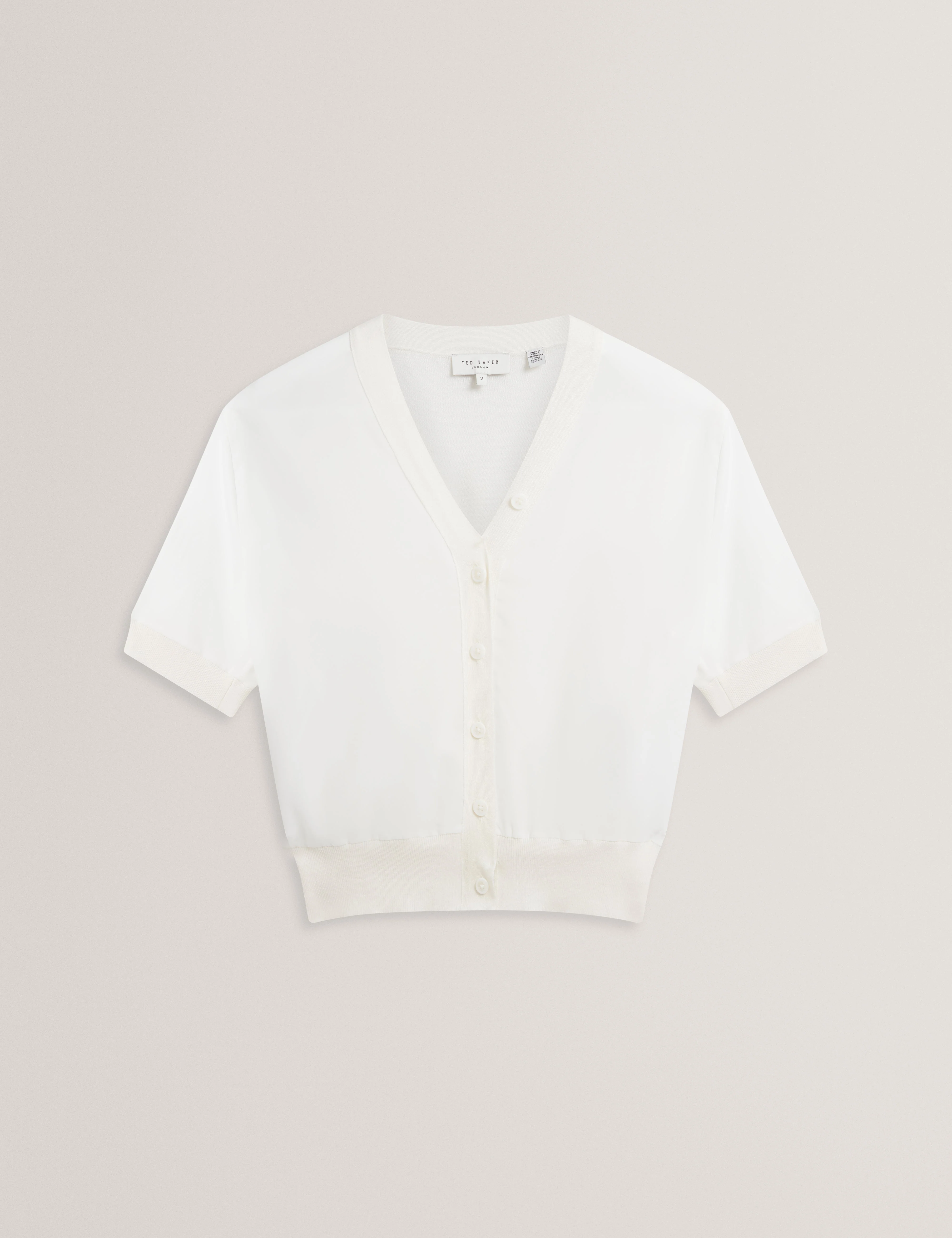 Ofina Woven Front Short Sleeve Cardigan White - Image 8