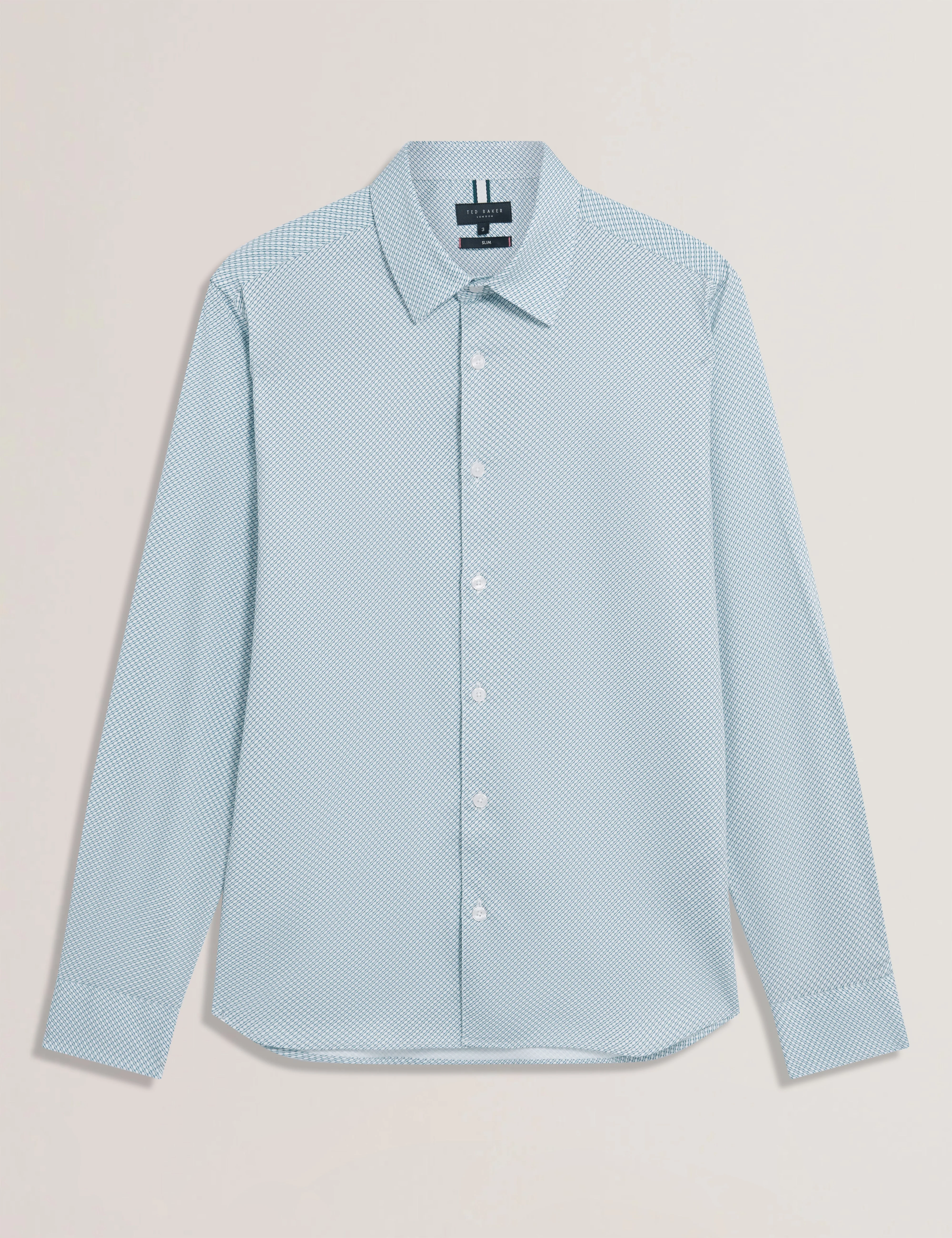 Olweno Long Sleeve Slim Fit Geo Print Shirt Lt-Blue - Image 7