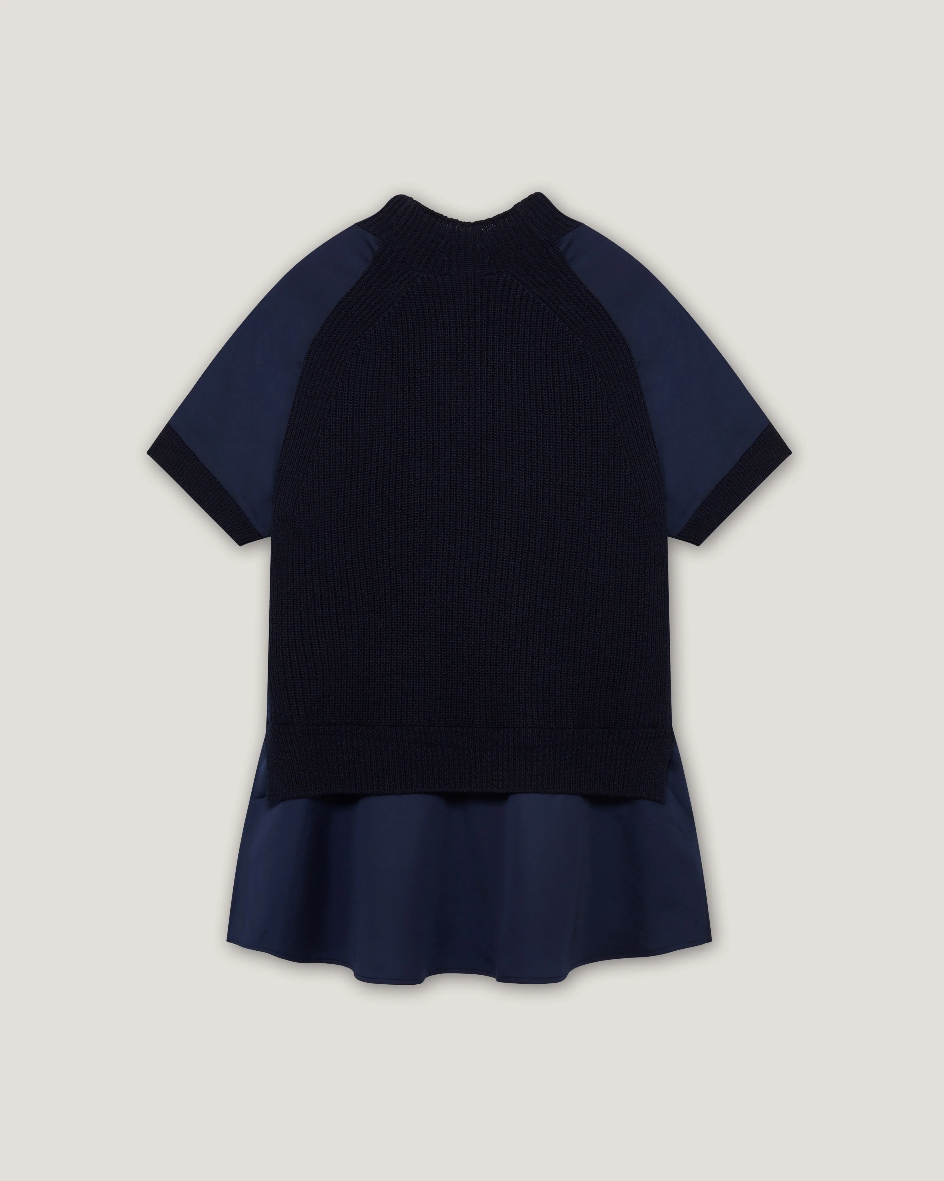 Onzaa Woven Detailed Raglan Short Sleeve Jumper Navy - Image 2