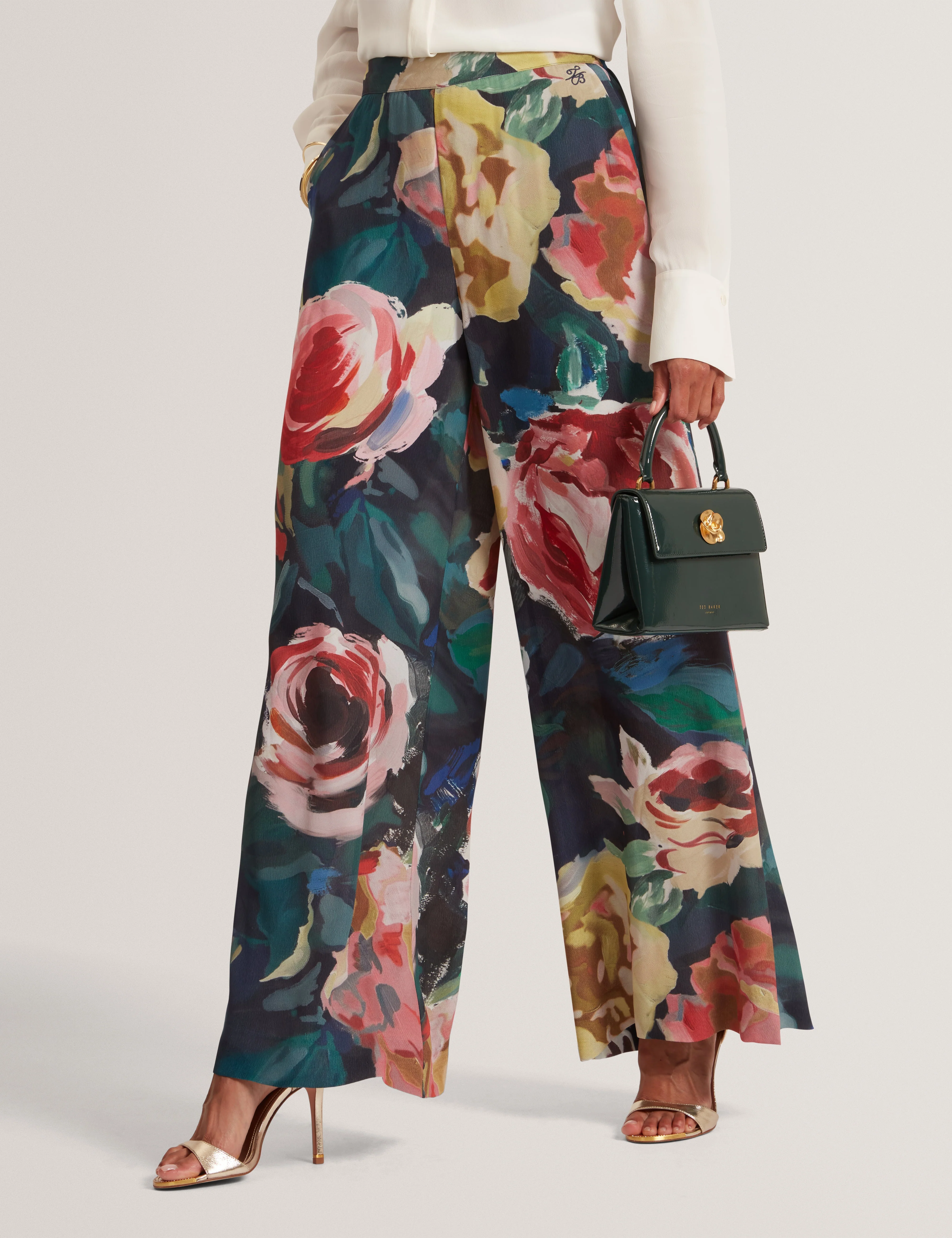 Opulena Printed Wide Leg Trouser Navy - Image 2
