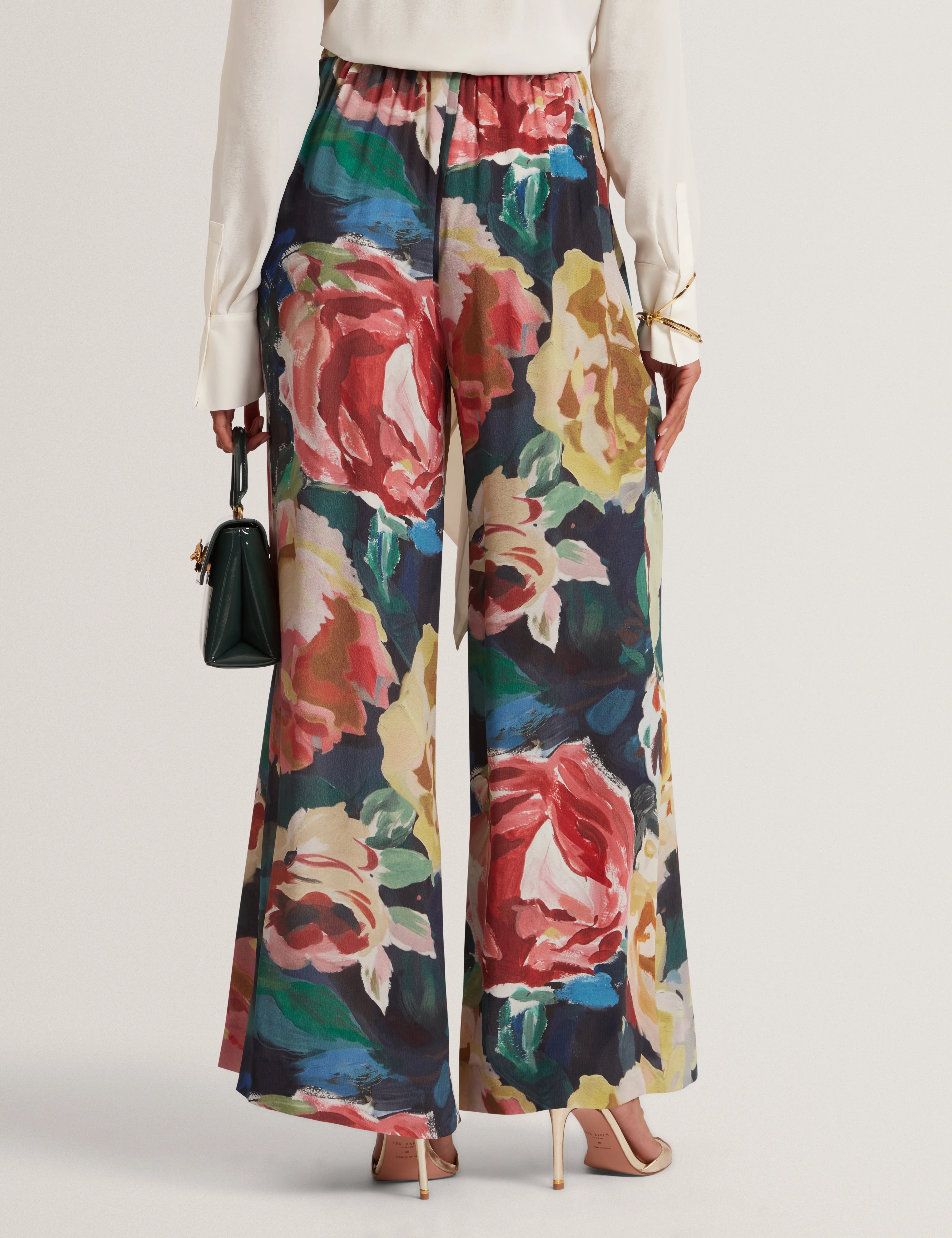 Opulena Printed Wide Leg Trouser Navy - Image 4