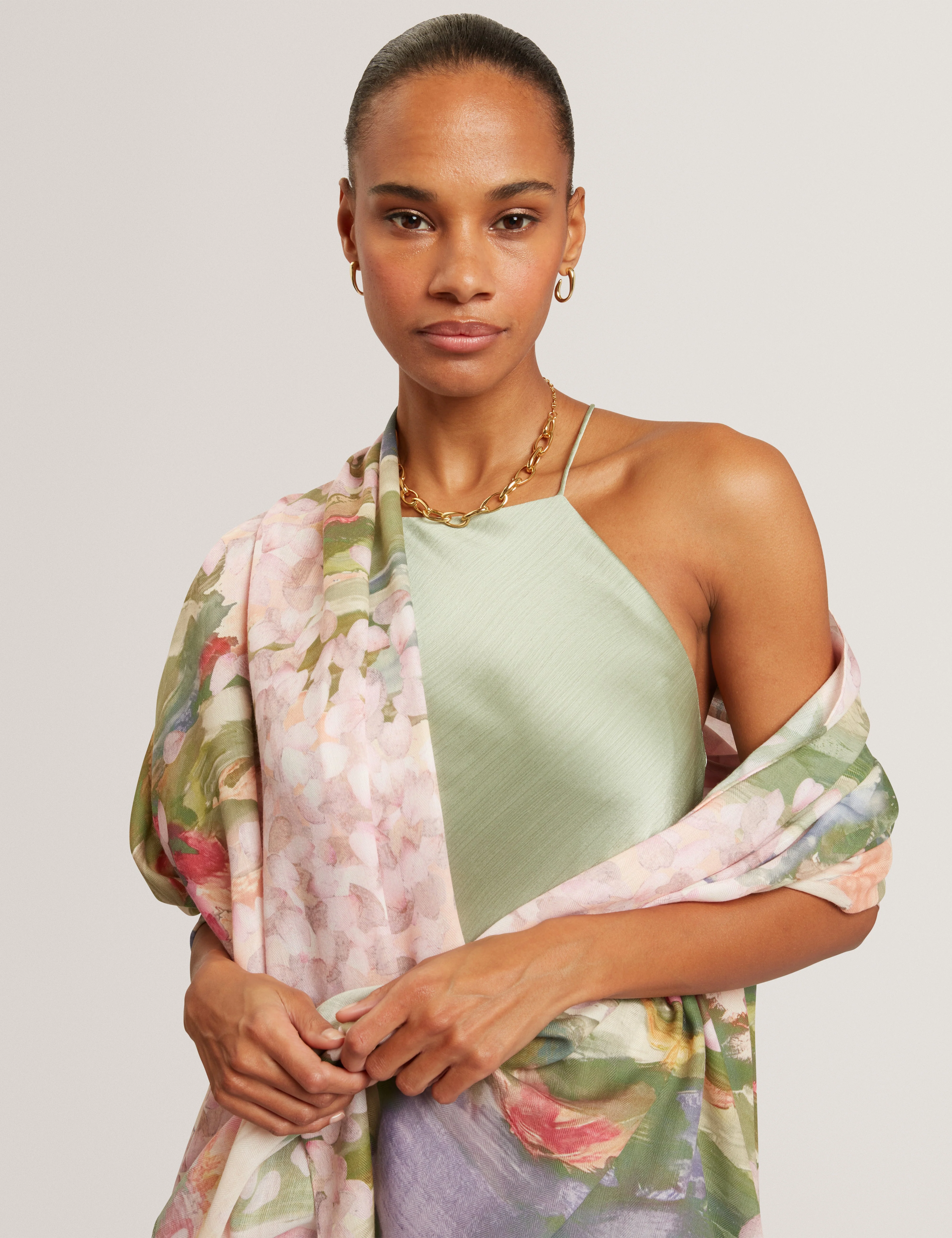 Orlaae Floral Print Woven Scarf Pink - Image 2
