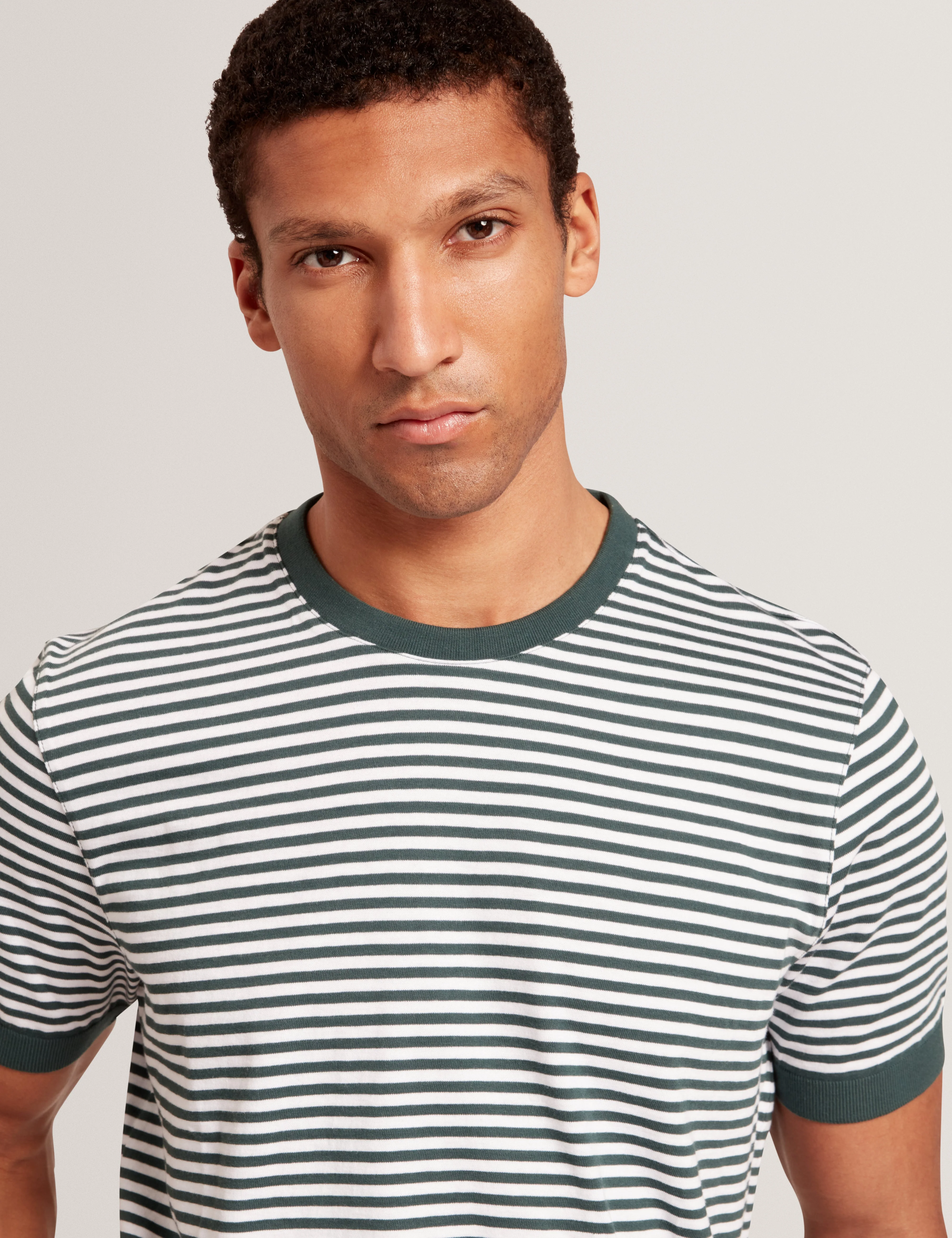 Ourme Short Sleeve Stripe T-Shirt Dk-Green - Image 3