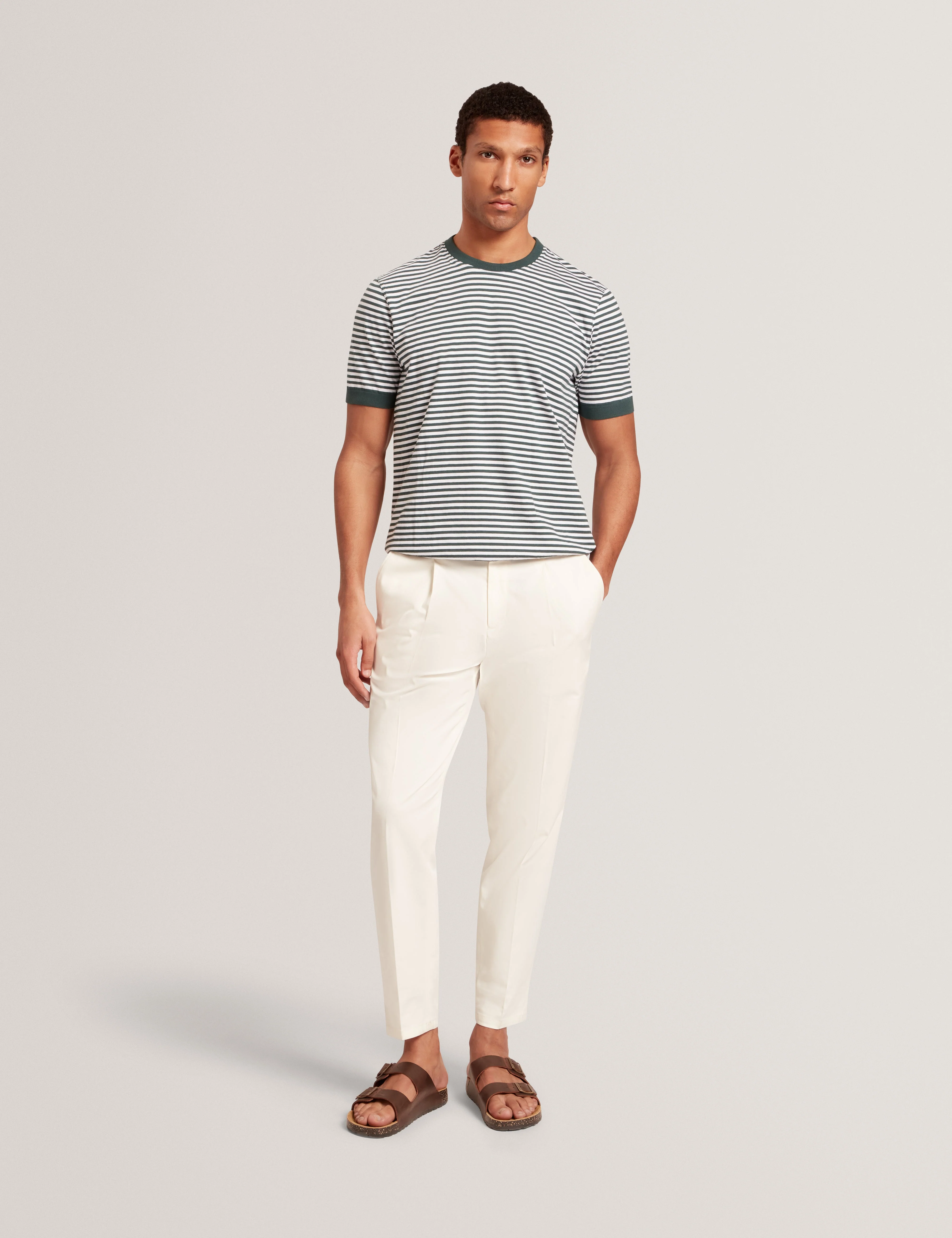 Ourme Short Sleeve Stripe T-Shirt Dk-Green - Image 5