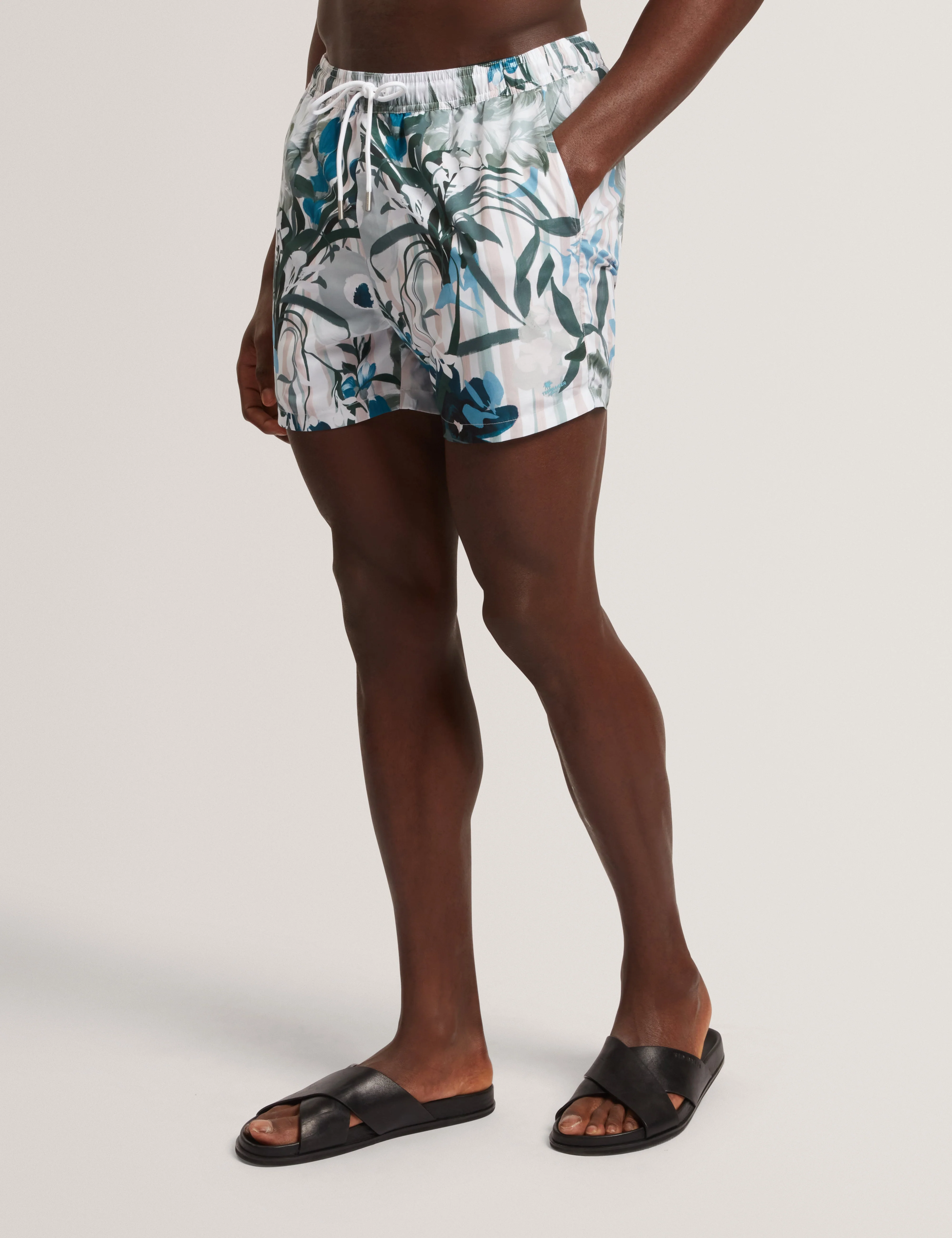 Palmdle Floral Stripe Printed Swim Short Pink - Image 2