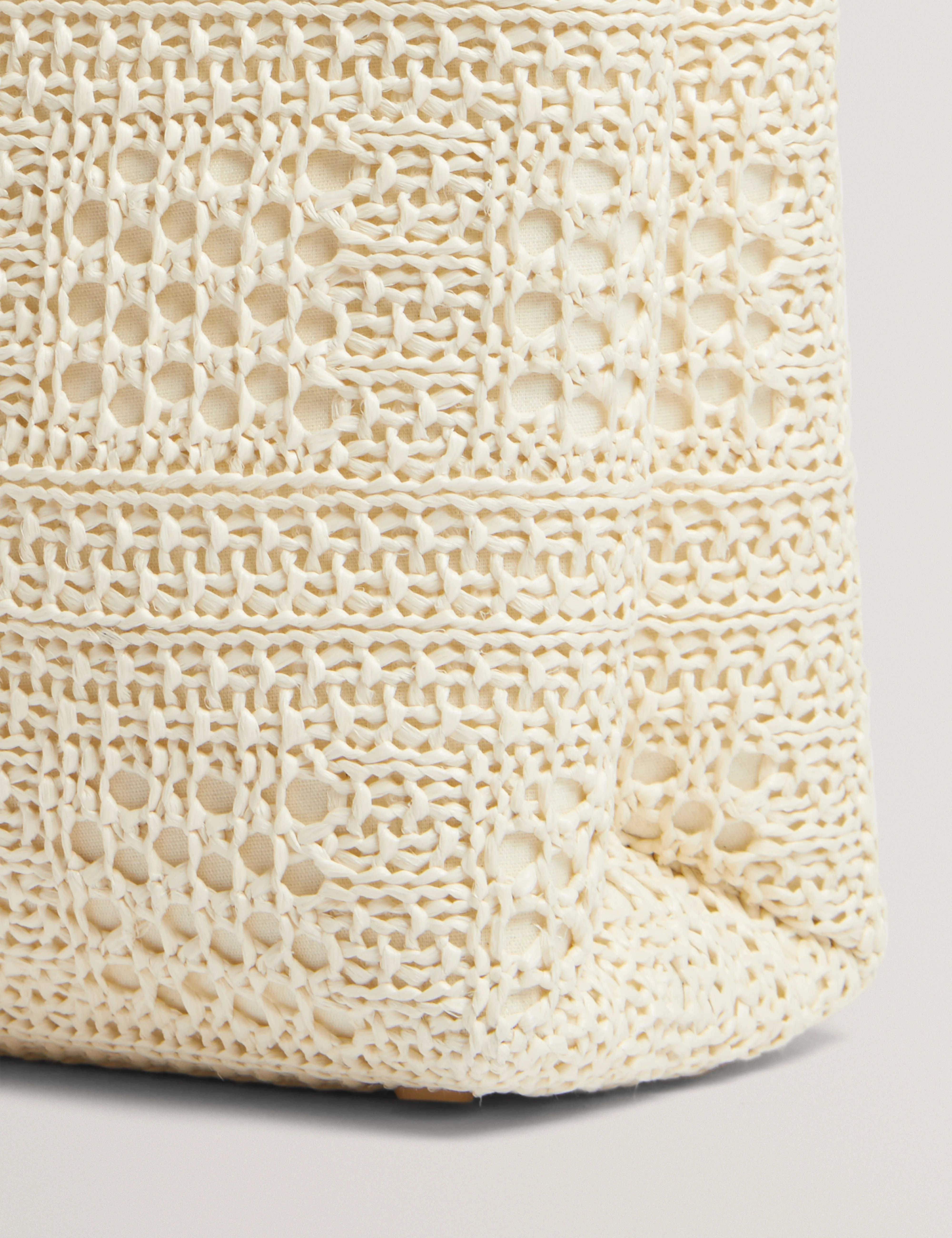 Pamlen Raffia Straw Chain Strap Square Tote Bag Ivory - Image 6