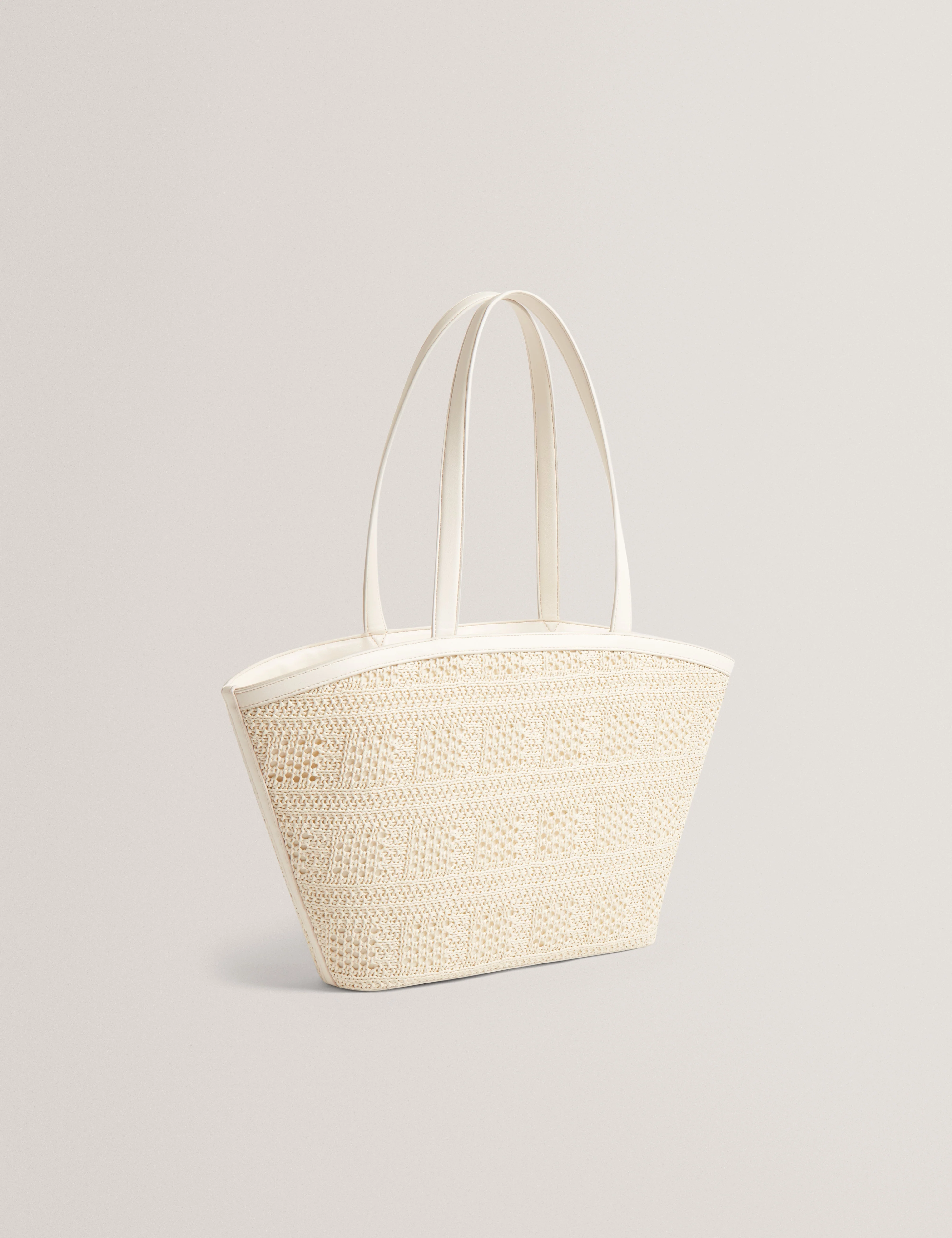 Pammina Raffia Straw Bucket Tote Ivory - Image 3